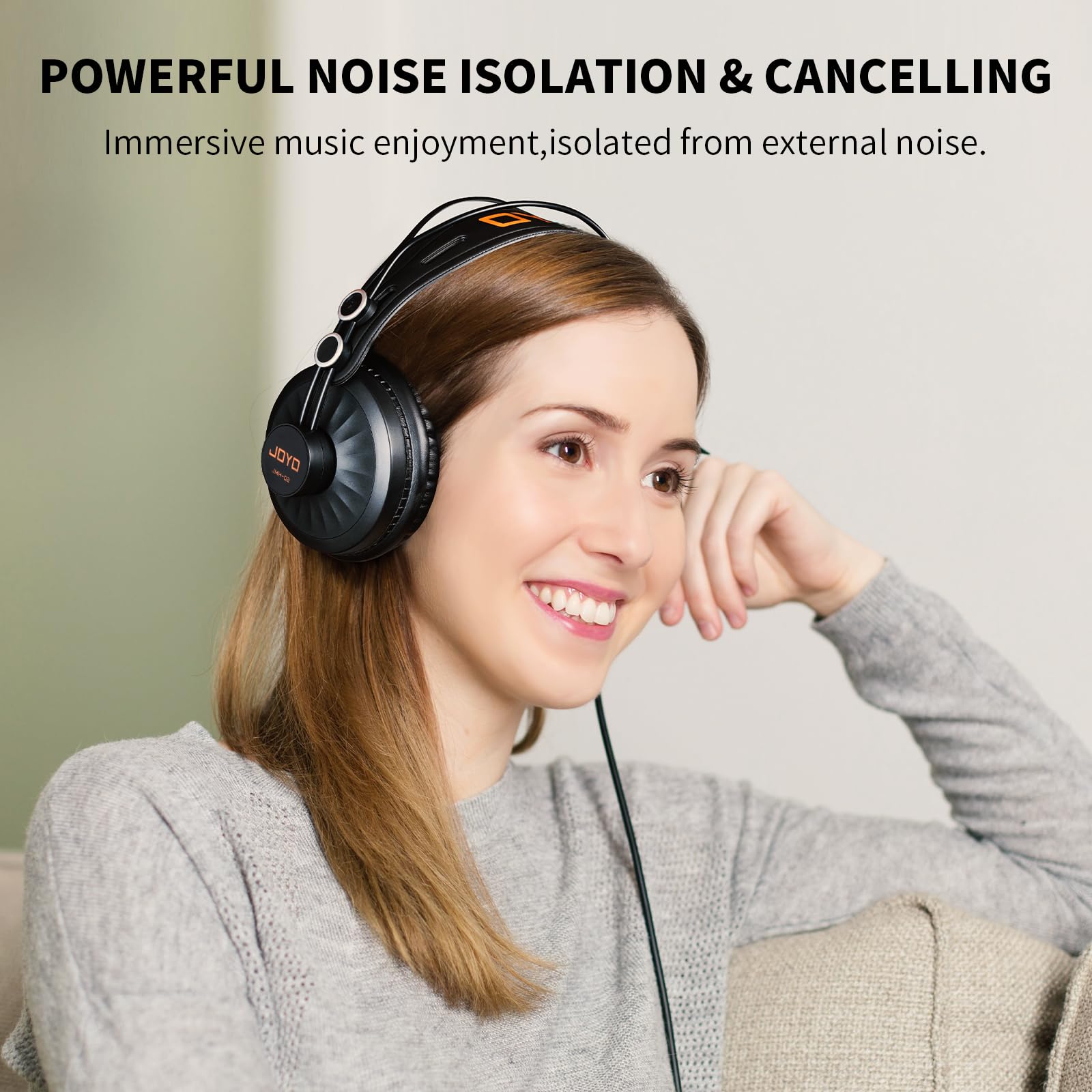 JOYO Studio Headphones Monitor Headphone for Recording Over Ear Noise Canceling for Guitar Cellphone Mixer Amplifier Podcast DJ