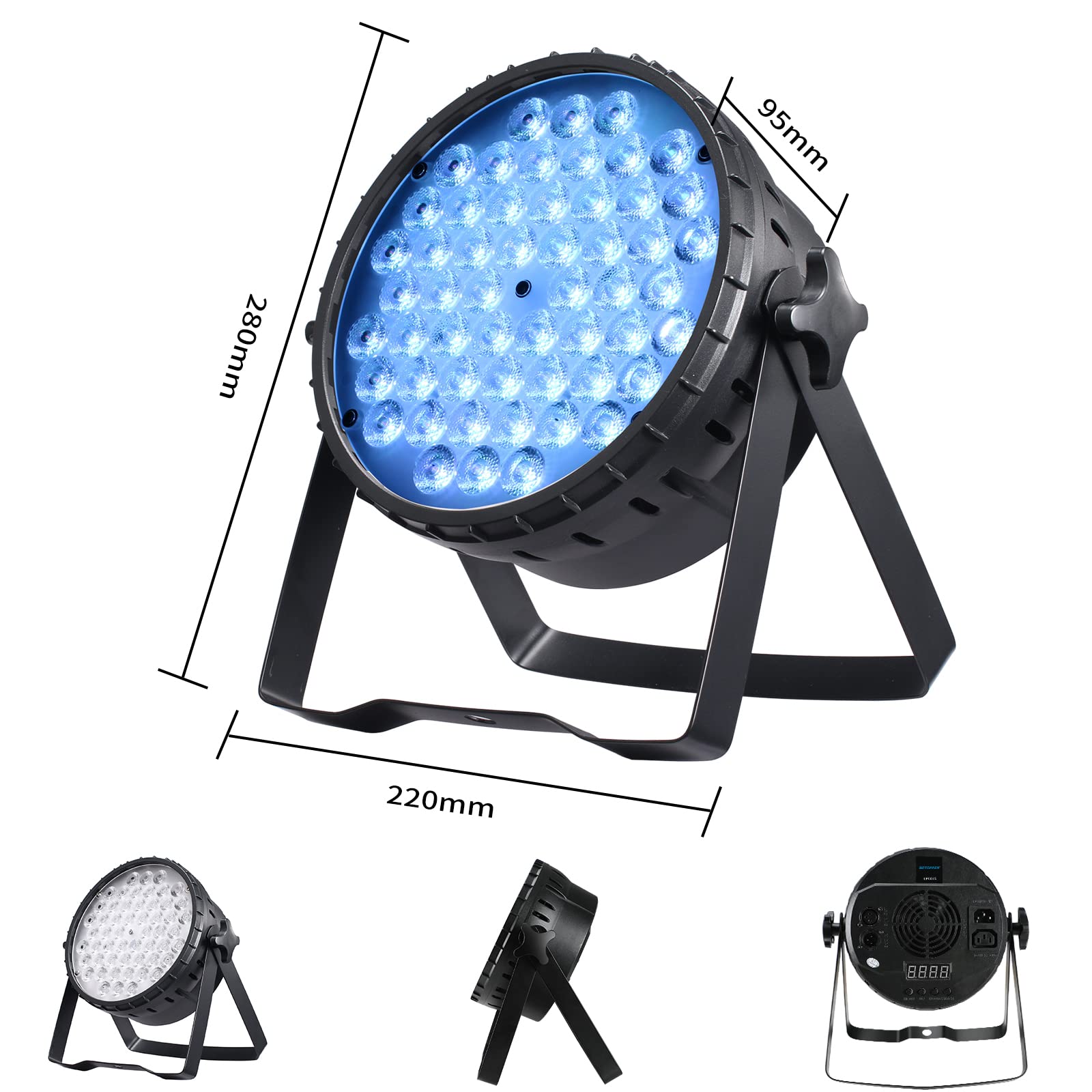 BETOPPER Stage Lights for Parties, 54x3W LED Par Lights RGB, DMX DJ Lights Sound Activated,Strobe Wash Lights for Party, Wedding