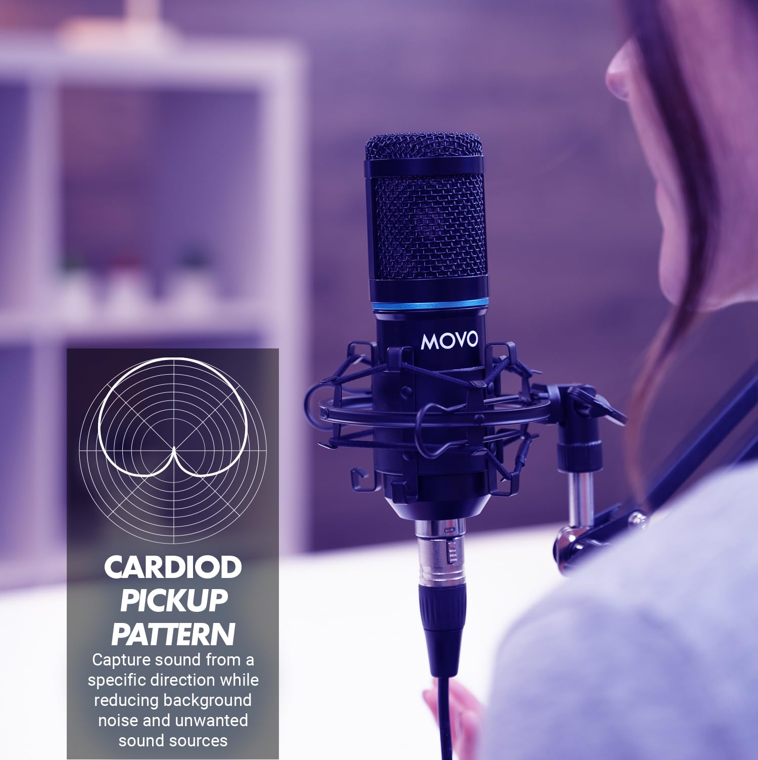 Movo PodPak Podcast Equipment Bundle with XLR Condenser Microphone, Articulating Scissor Arm, and Pop Filter - XLR Mic for Podca