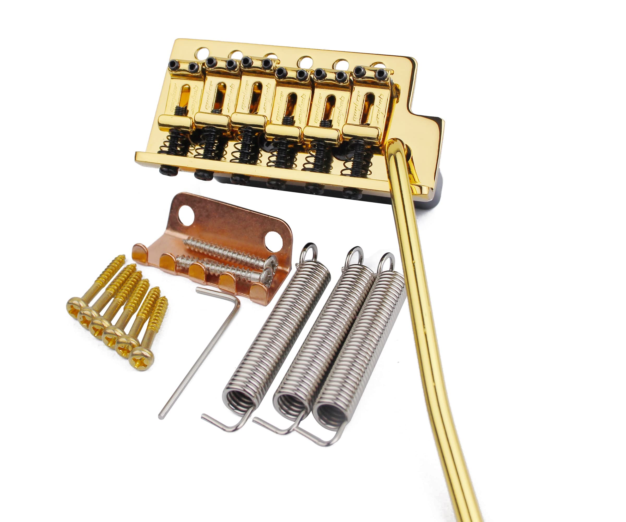 Guyker Tremolo Bridge Vintage Bent Steel Saddles Compatible With Start St Electric Guitar (Gk-1004, Golden)