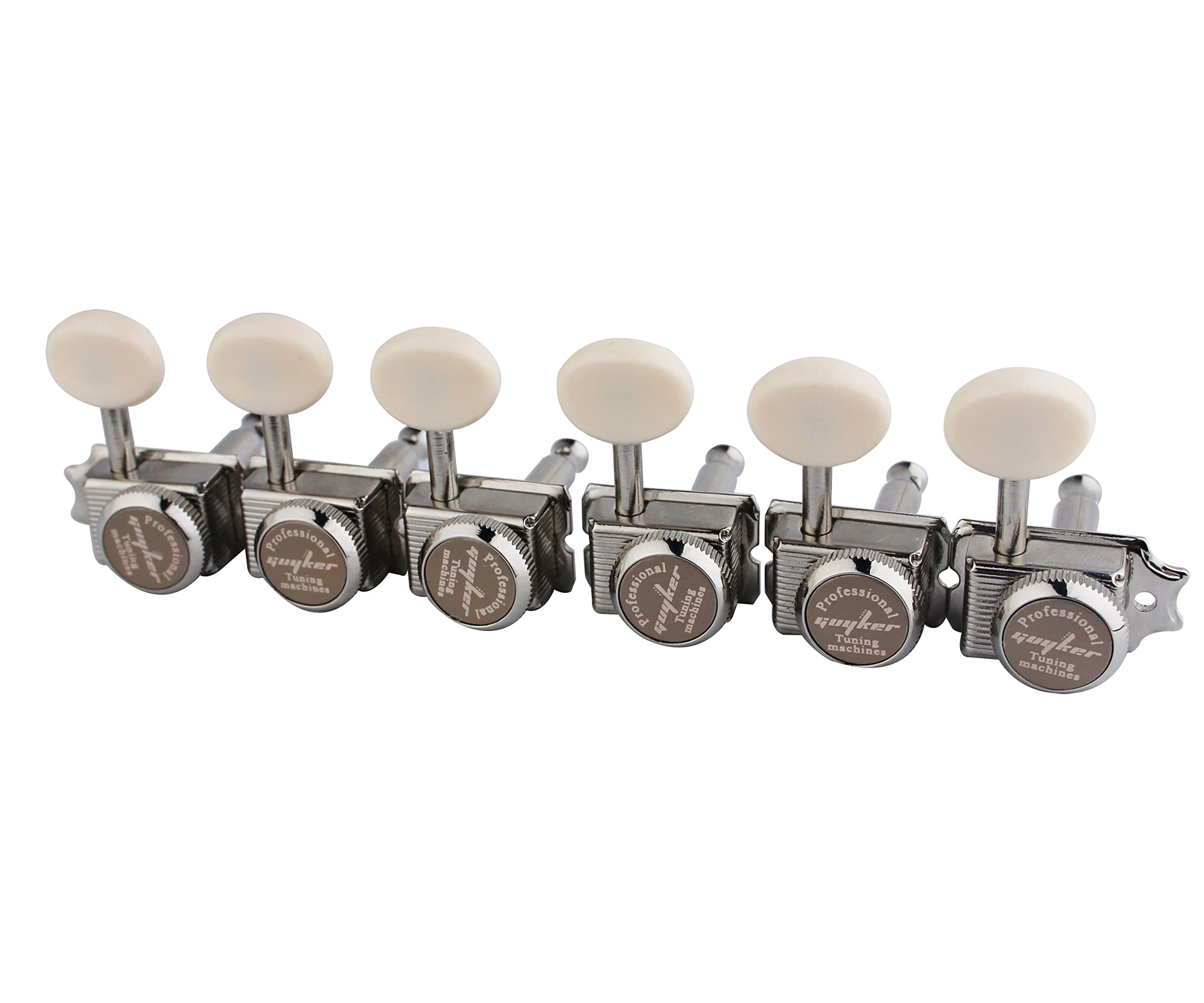 Guyker 6 Inline Vintage Guitar Lock String Tuners - Locking Tuning Key Pegs Machine Heads Replacement Parts for ST TL Style Elec