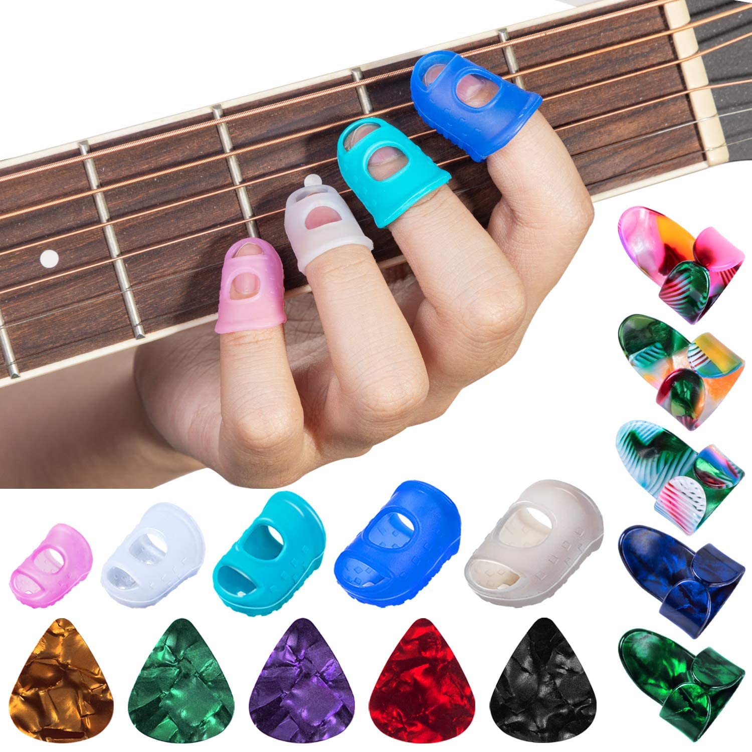 35Pcs Silicone Guitar Finger Protector, Guards Fingertip Protectors Fingertip Protection Covers Caps for Stringed Instruments, S