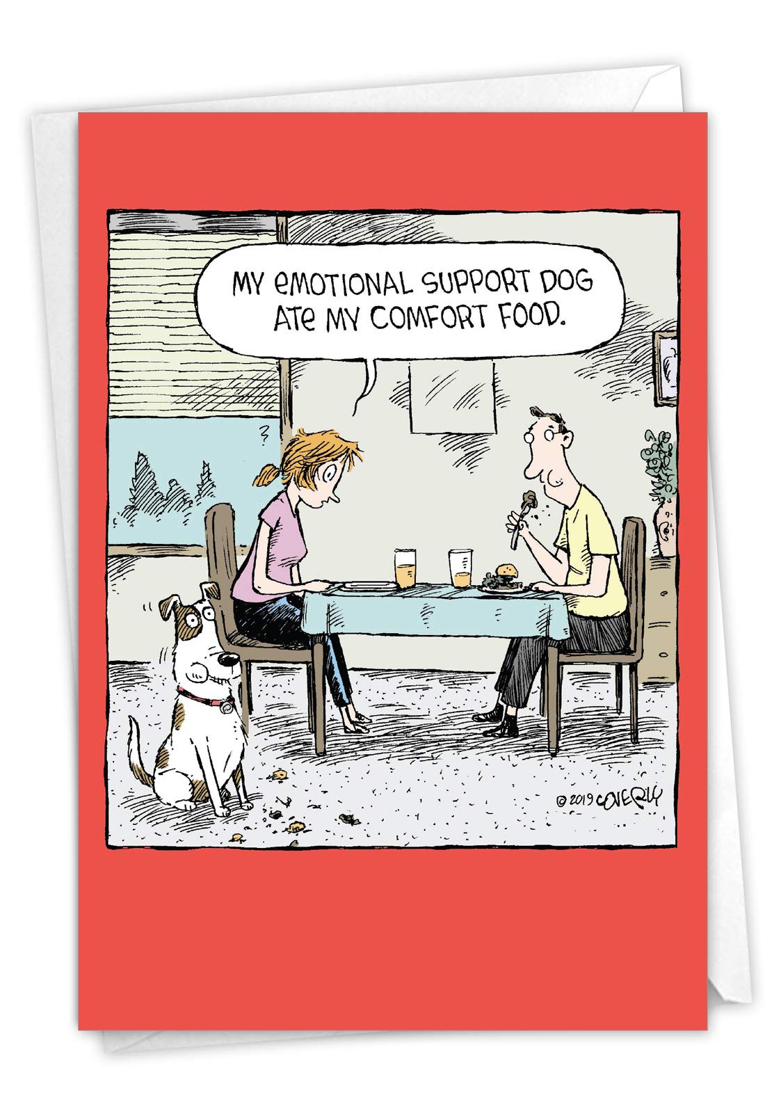 Nobleworks - 1 Humor Birthday Card With Envelope - Funny Cartoons For Birthday Greetings, Celebration Notecard - Support Dog C36