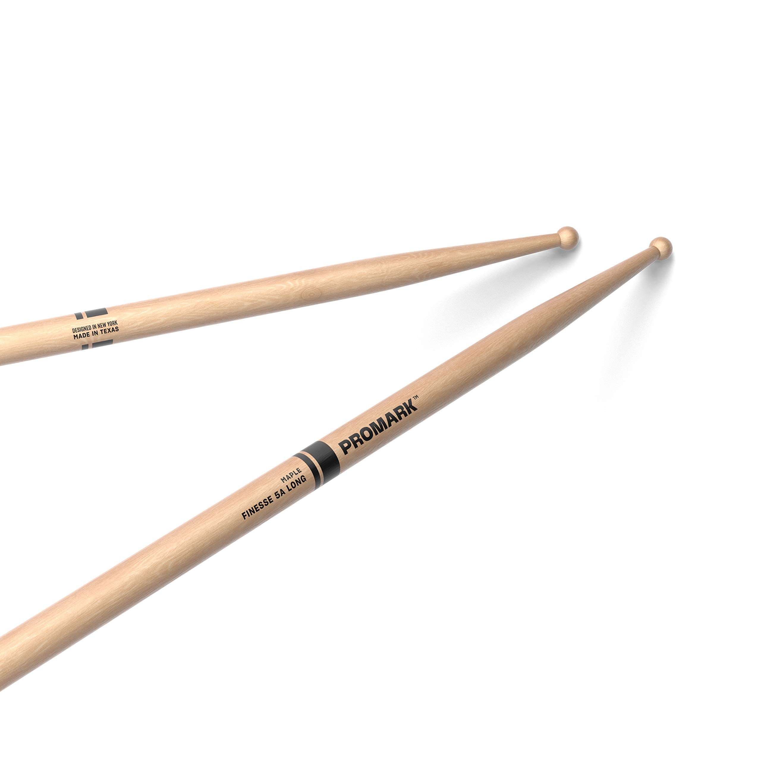 ProMark Finesse 5A Long Maple Drumsticks, Small Round Wood Tip, One Pair