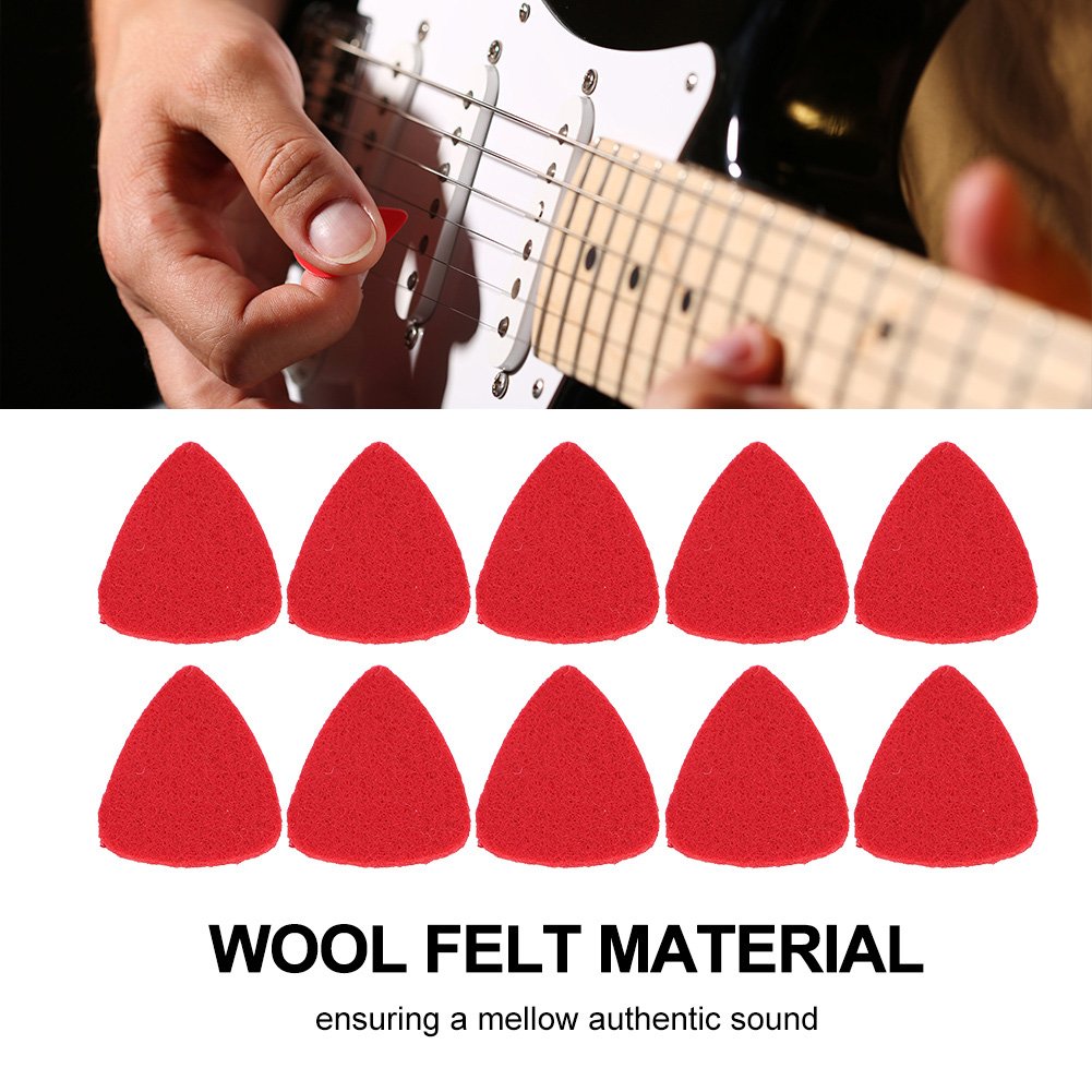 10Pcs Felt Picks, Wool Felt Picks Plectrums for Guitar Ukulele, Red