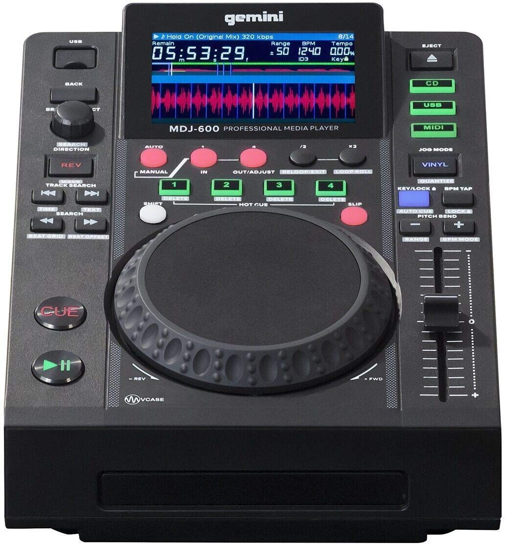 Gemini Sound MDJ-600: Professional CD & USB DJ Media Player with 4.3 Display, Touch-Capacitive Jogwheels, MIDI Controller - Vers