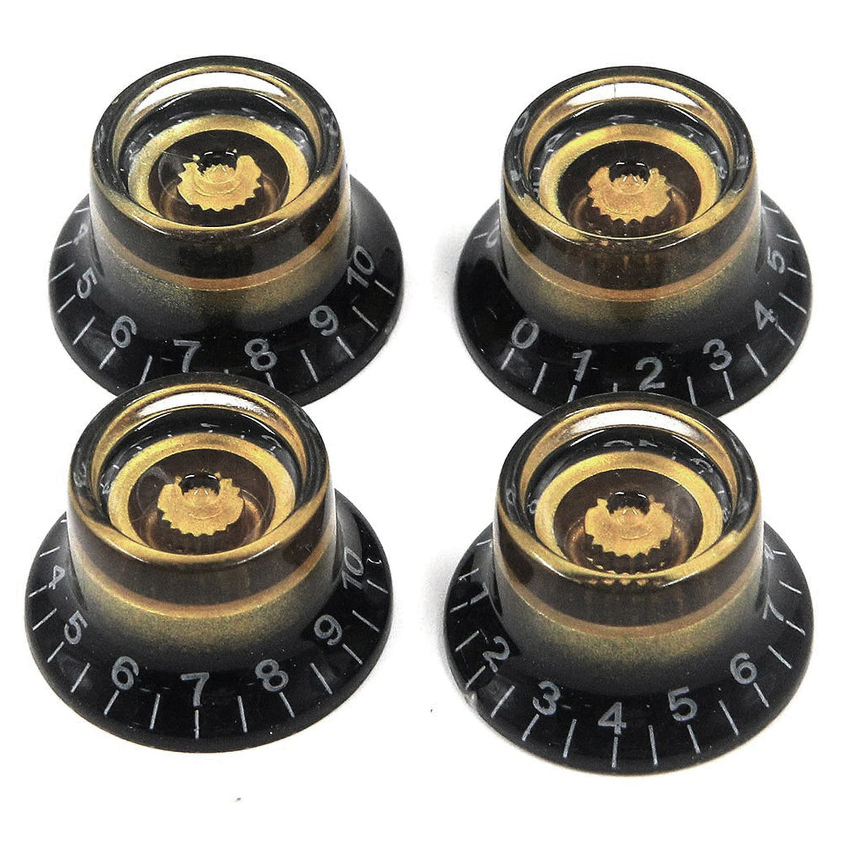Farboat 4Pcs Guitar Volume Tone Control Knob Ufo Shape For Lp Electric Guitar (Black And Gold)