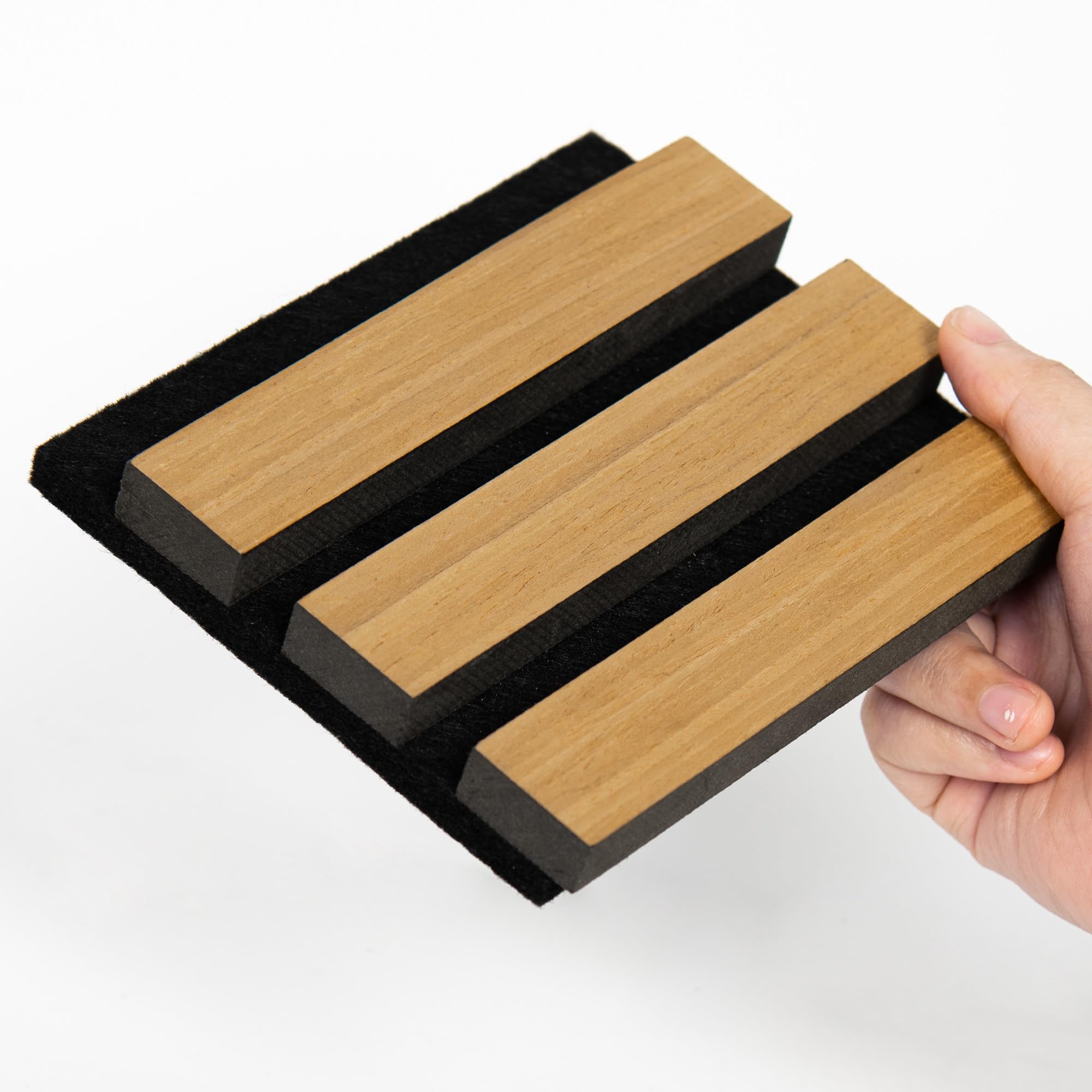 Smartstandard Sample Wood Slat Acoustic Panels, Soundpoof Wooden Slat Wall Panel, American Oak, Sample Pack