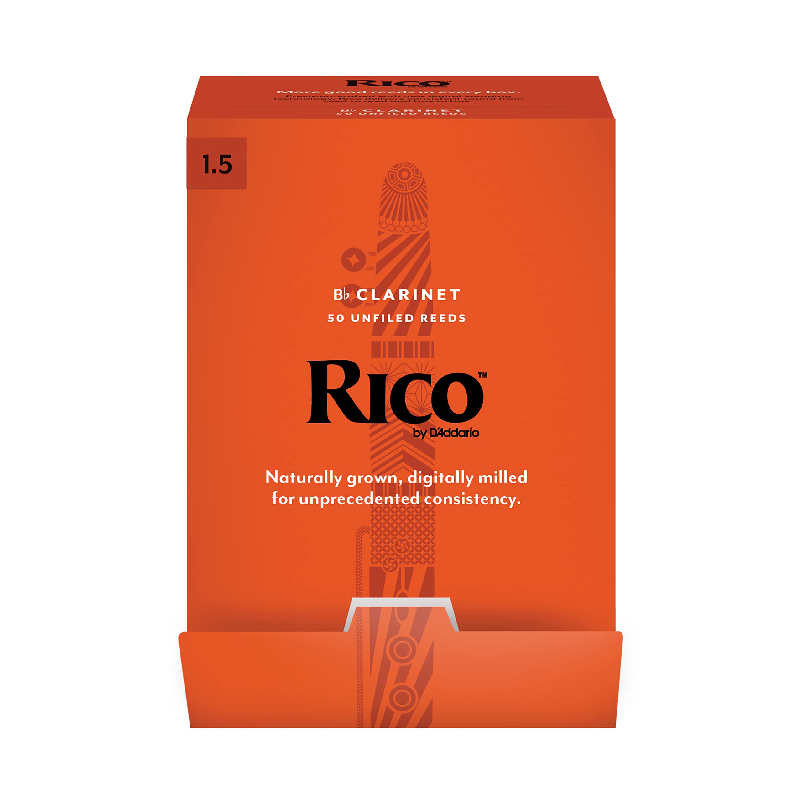 DAddario Woodwinds, Rico Bb Clarinet Reeds, RCA0115-B50, Strength 1.5, 50-pack