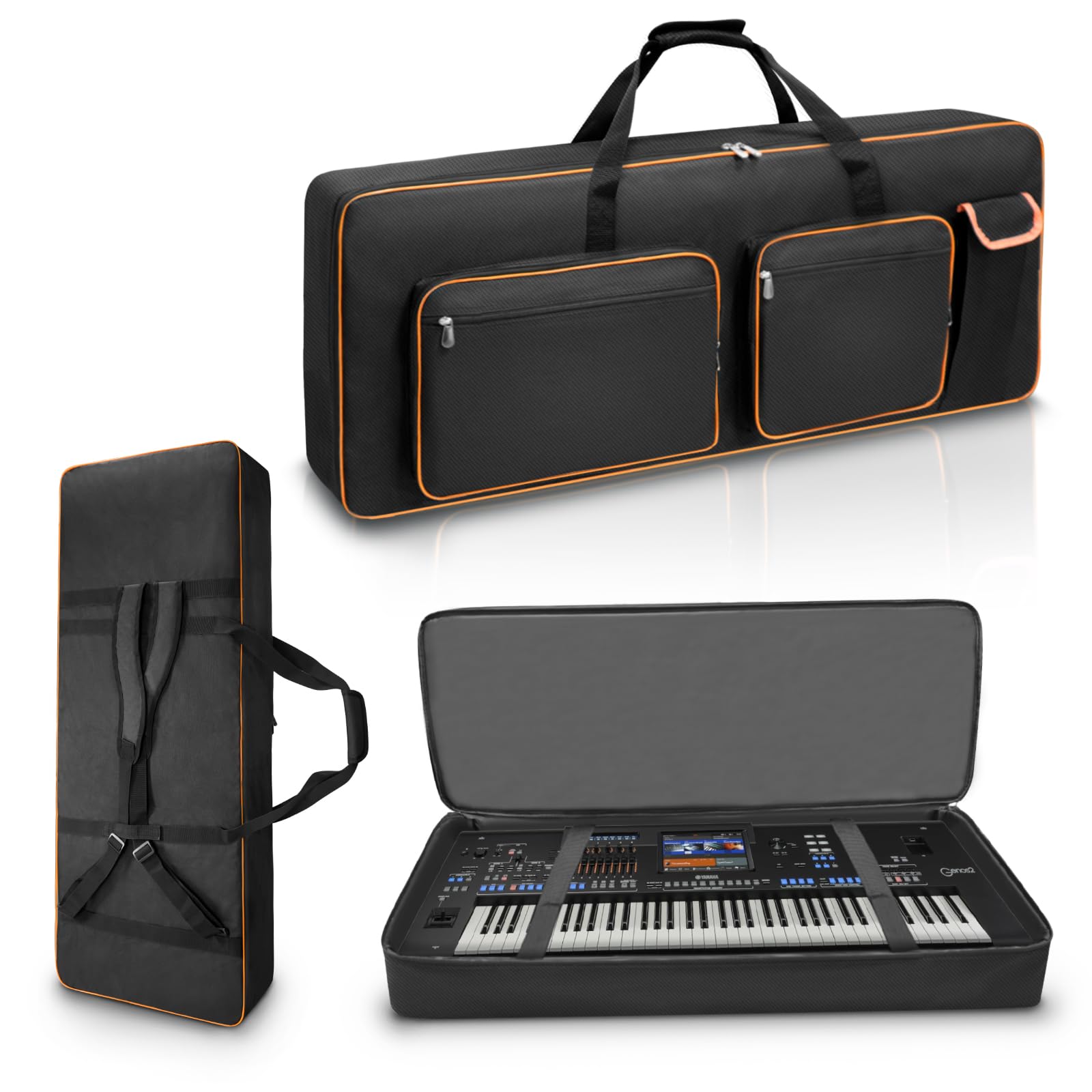 LIWSHWZ 76 Key Keyboard Case,Soft Padded Keyboard Gig Bag Case with Handle and Adjustable Shoulder Straps,46.4X17.7X5.7 keyboard