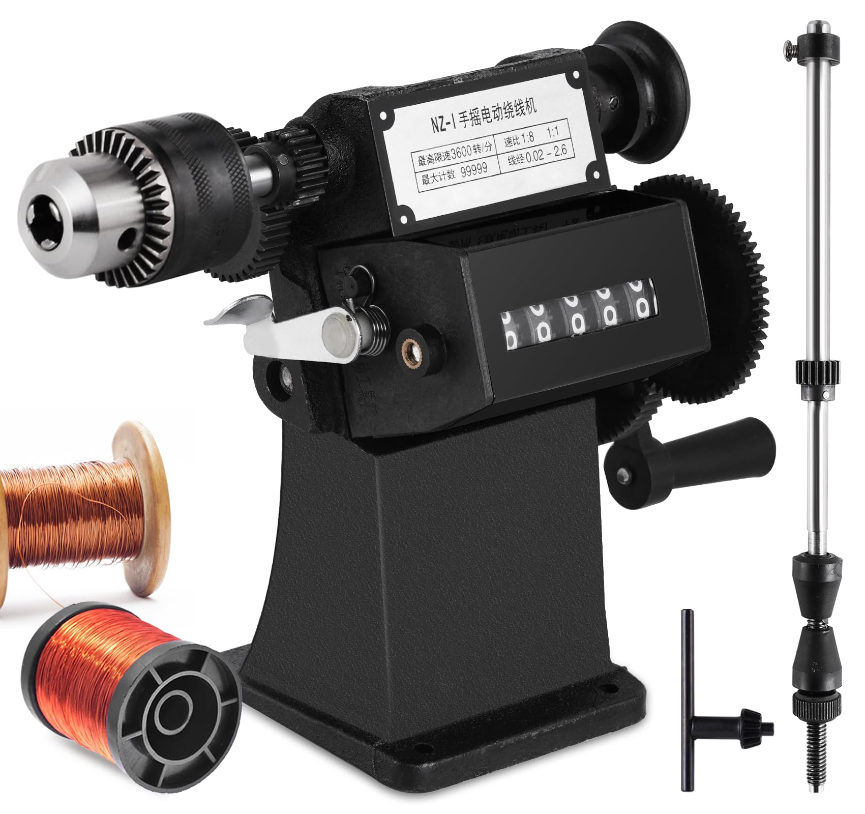 Epidioxi Manual Coil Winding Machine 1/16''- 1/2'' Hand Coil Winder With Counter For Spirals, Motor Coil, Guitar Pickup Coils