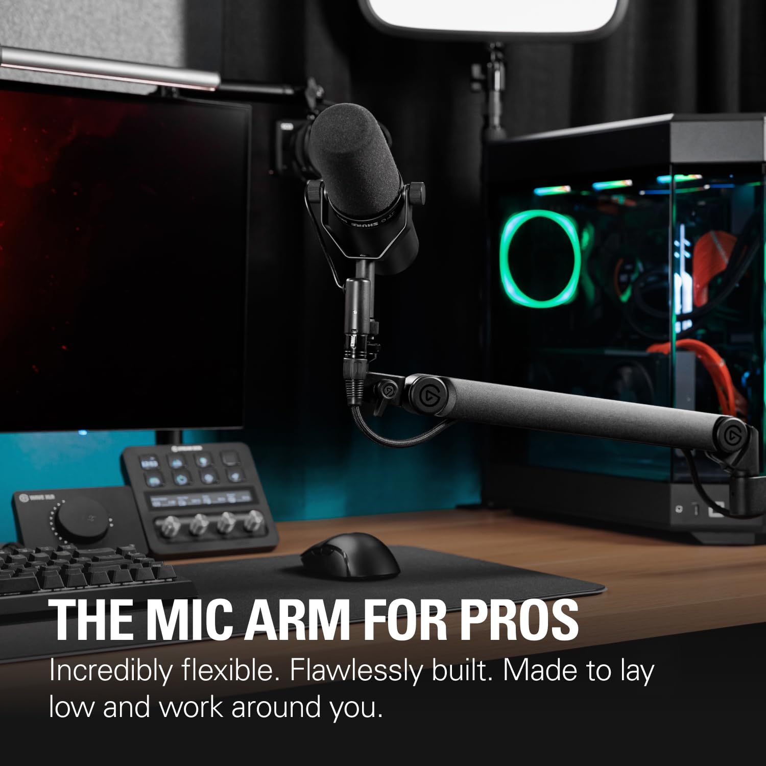Elgato Wave Mic Arm Pro - 360 Rotatable Low Profile Gas Spring Microphone Arm, Works Mics/Shure SM7B/HyperX QuadCast/Rode/Blue Y
