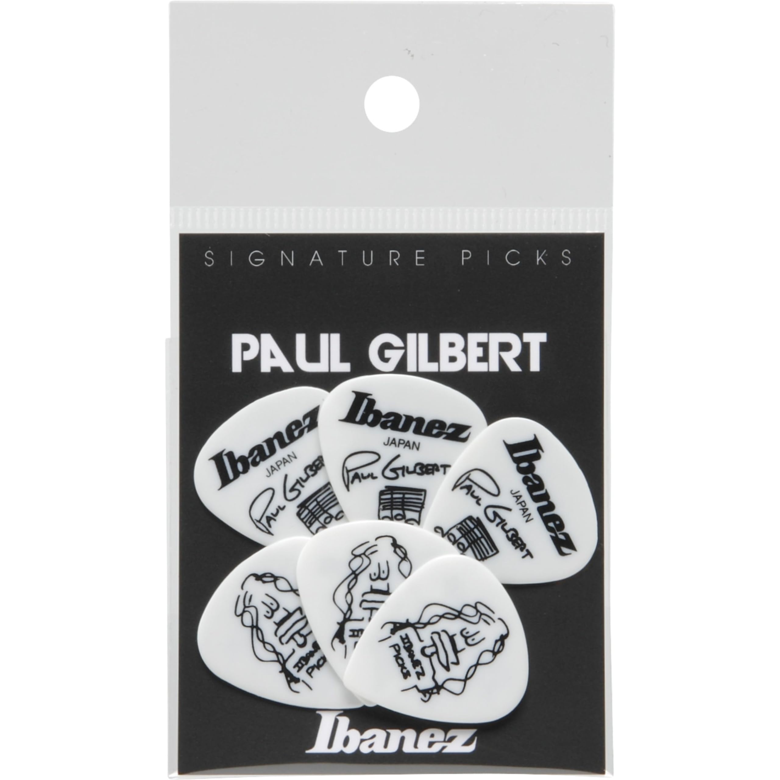 Ibanez Paul Gilbert Signature Guitar Picks (Set Of 6 Pcs) B1000Pg-Wh