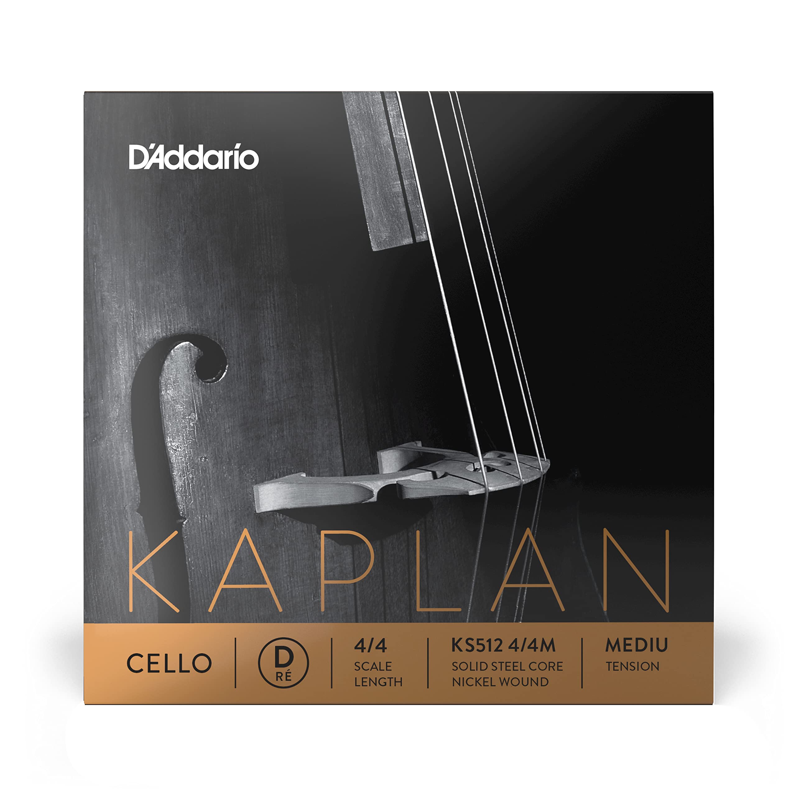 DAddario Kaplan Cello String - Single D String - KS512 4/4M - Cello Strings - 4/4 Scale, Medium Tension