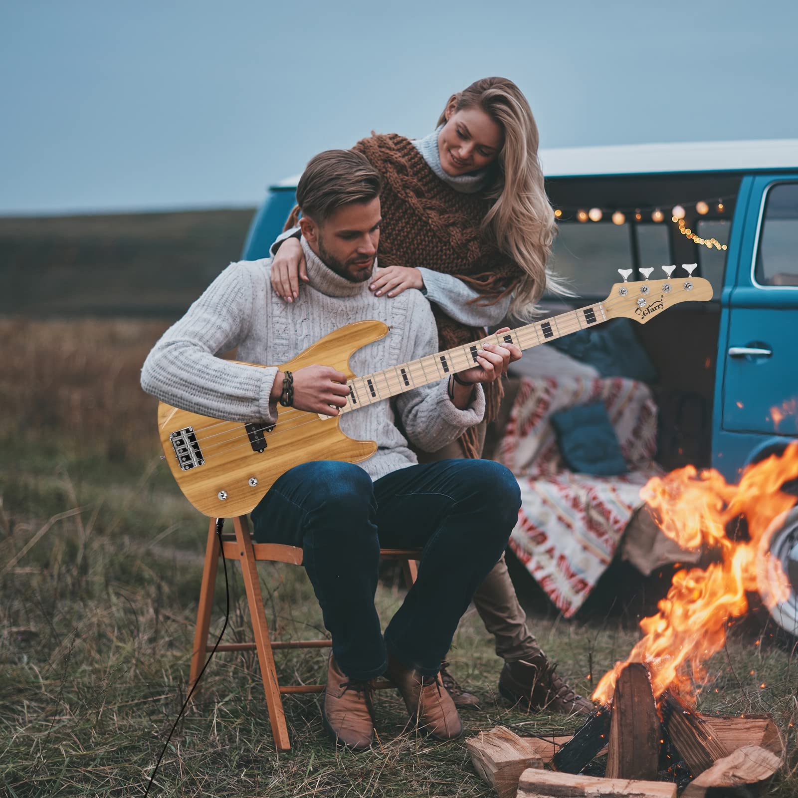 GLARRY GP Series Full Size Electric Bass Guitar 4 String Beginner Kit Canadian Maple Fingerboard with Cable, Strap, Bag and Acce