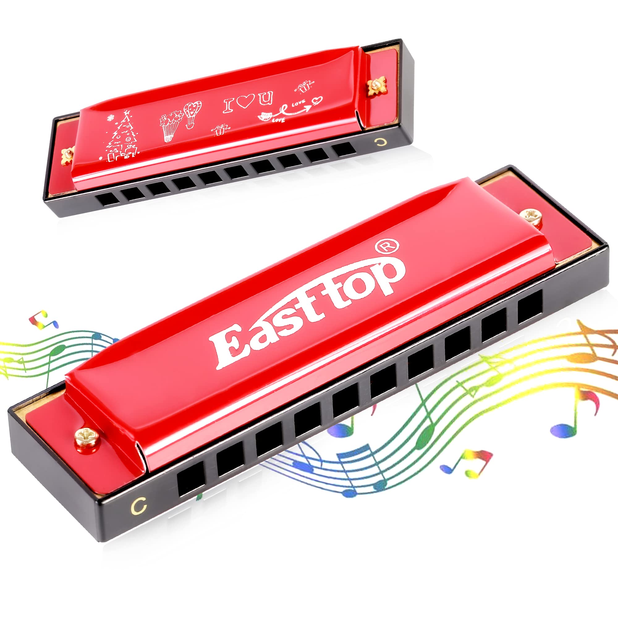 East Top Blues Harmonica, Diatonic Harmonica Key Of C 10 Holes 20 Tones Mouth Organ Blues Harp Harmonica For Adults, Kids, Begin