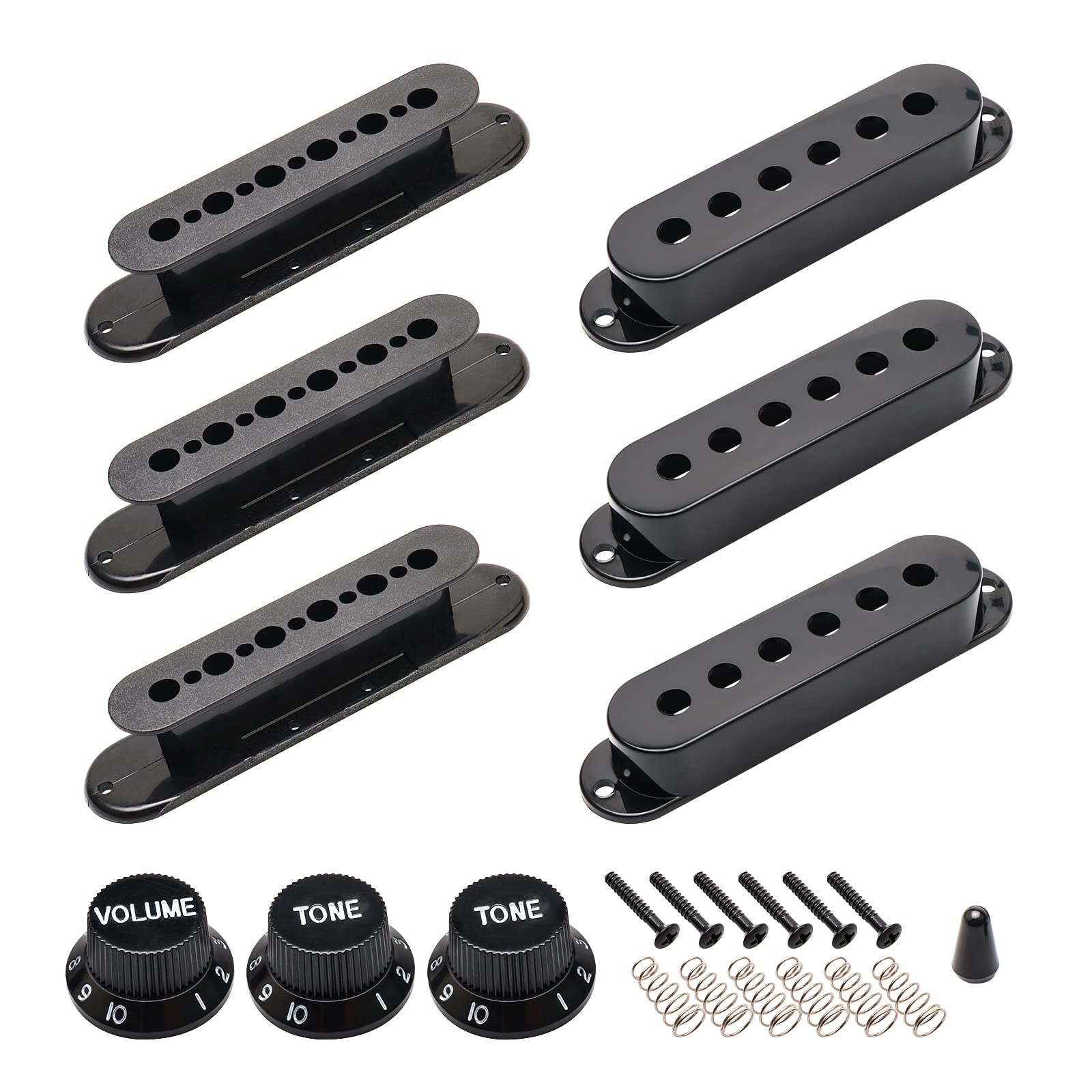 Unxuey 48Mm 50Mm 52Mm Pickup Cover With Volume And Tone Knobs Switch Cap Kit For Sq St Electric Guitar (Black)