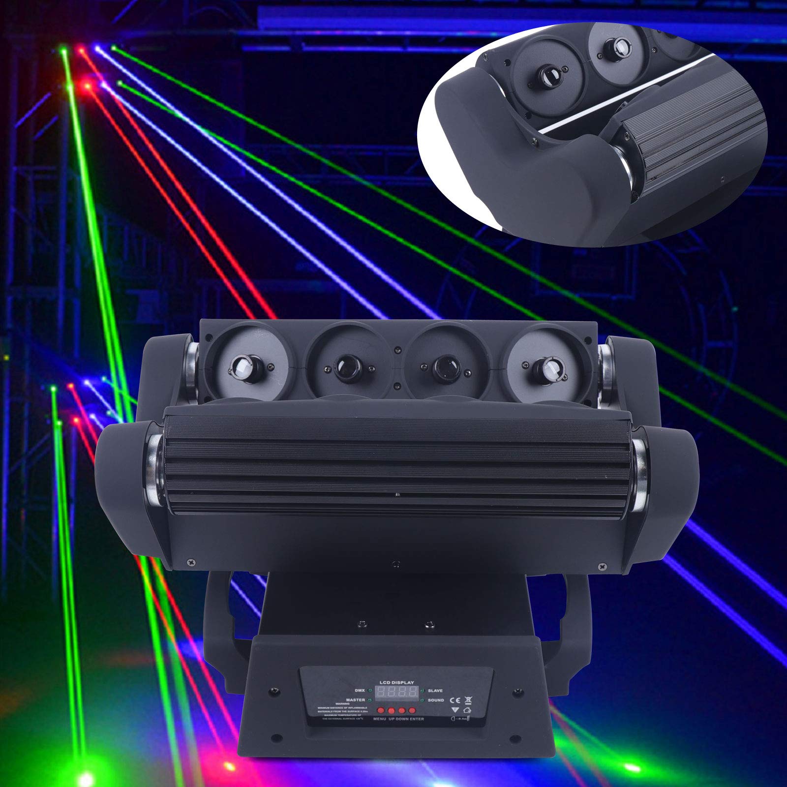 Bar Lights 8 Eye RGB Moving Head Beam Light DMX Party Club Bar Stage Lighting 110V Par Lighting Sound Activated for DJ KTV Disco