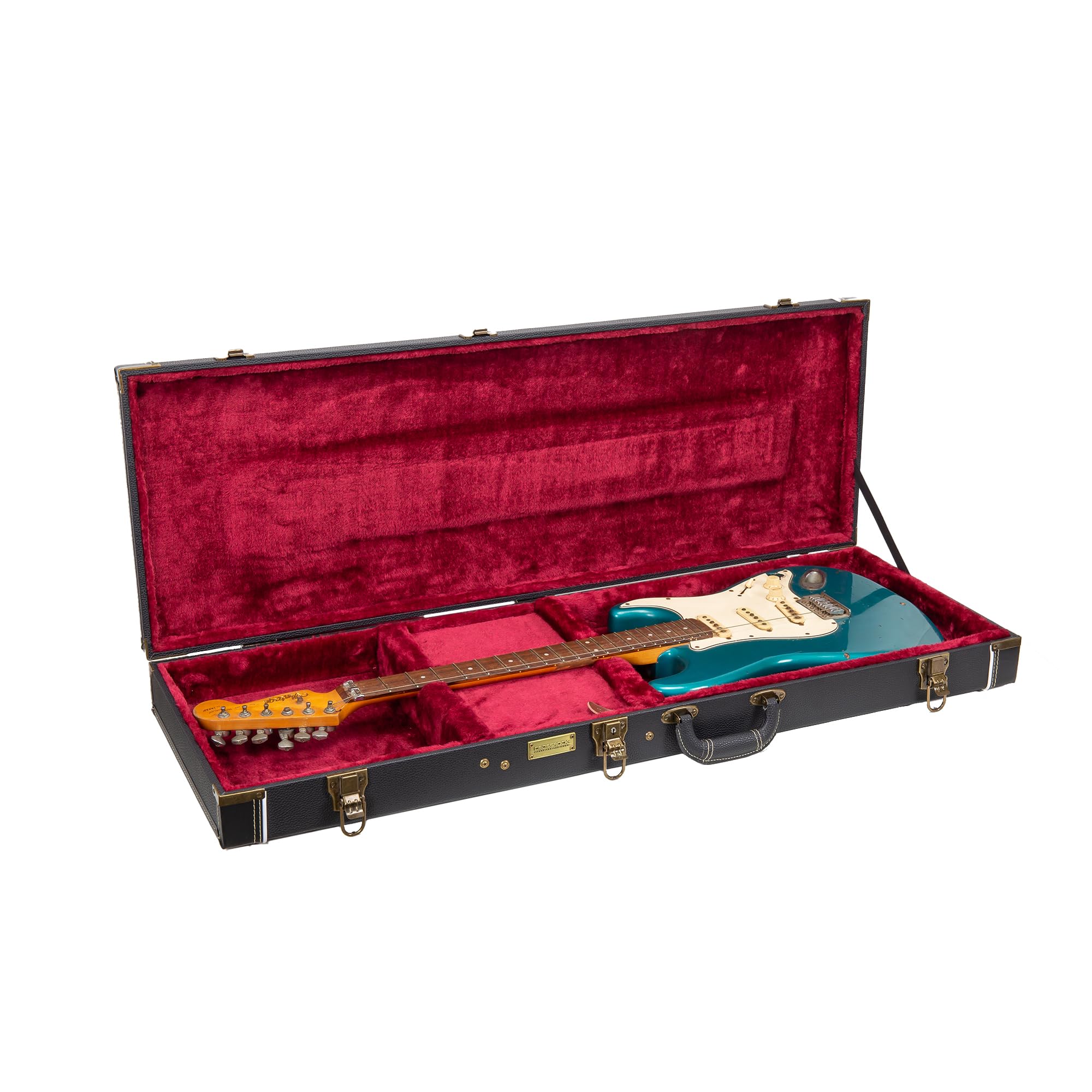 Crossrock Electric Guitar Case -Fits Fender Telecaster And Stratocaster- Vintage Hardware, Sponge Lining, Metal Feet, Storage Sp