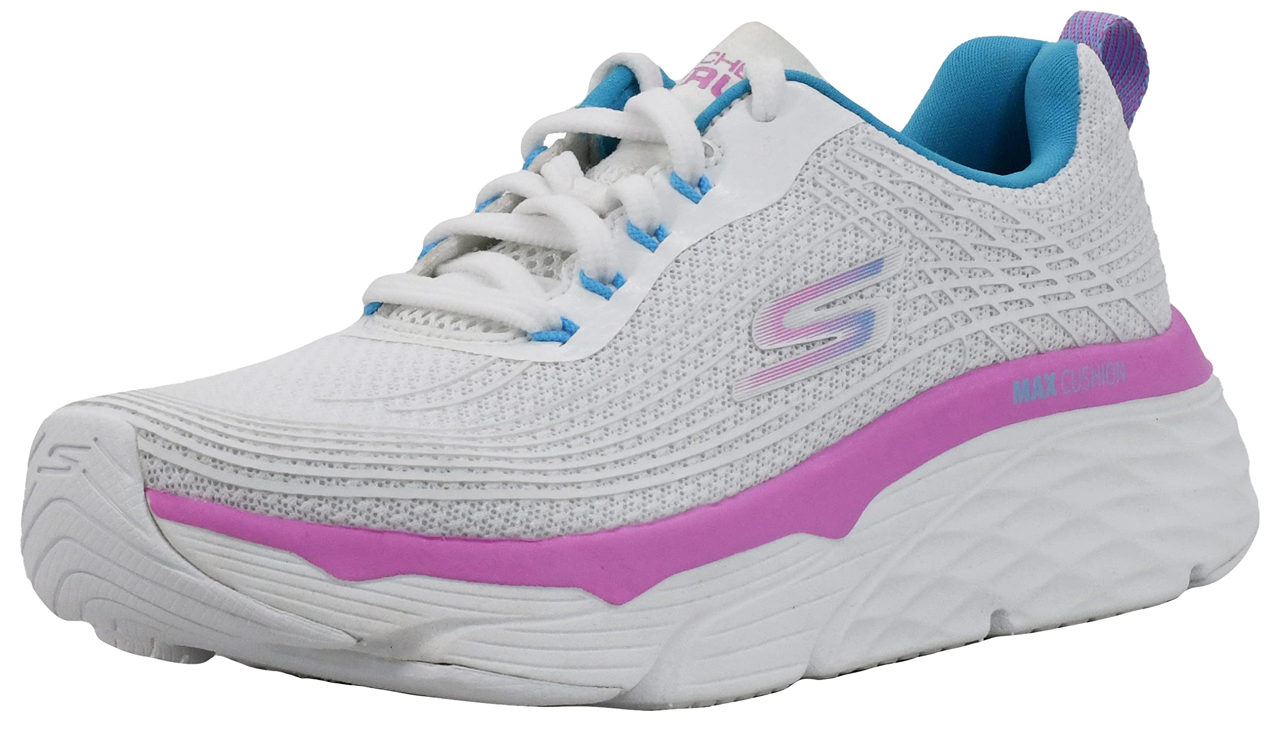 Skechers Womens Max Cushioning Elite Sneaker, Whitepinkblue, 10 M