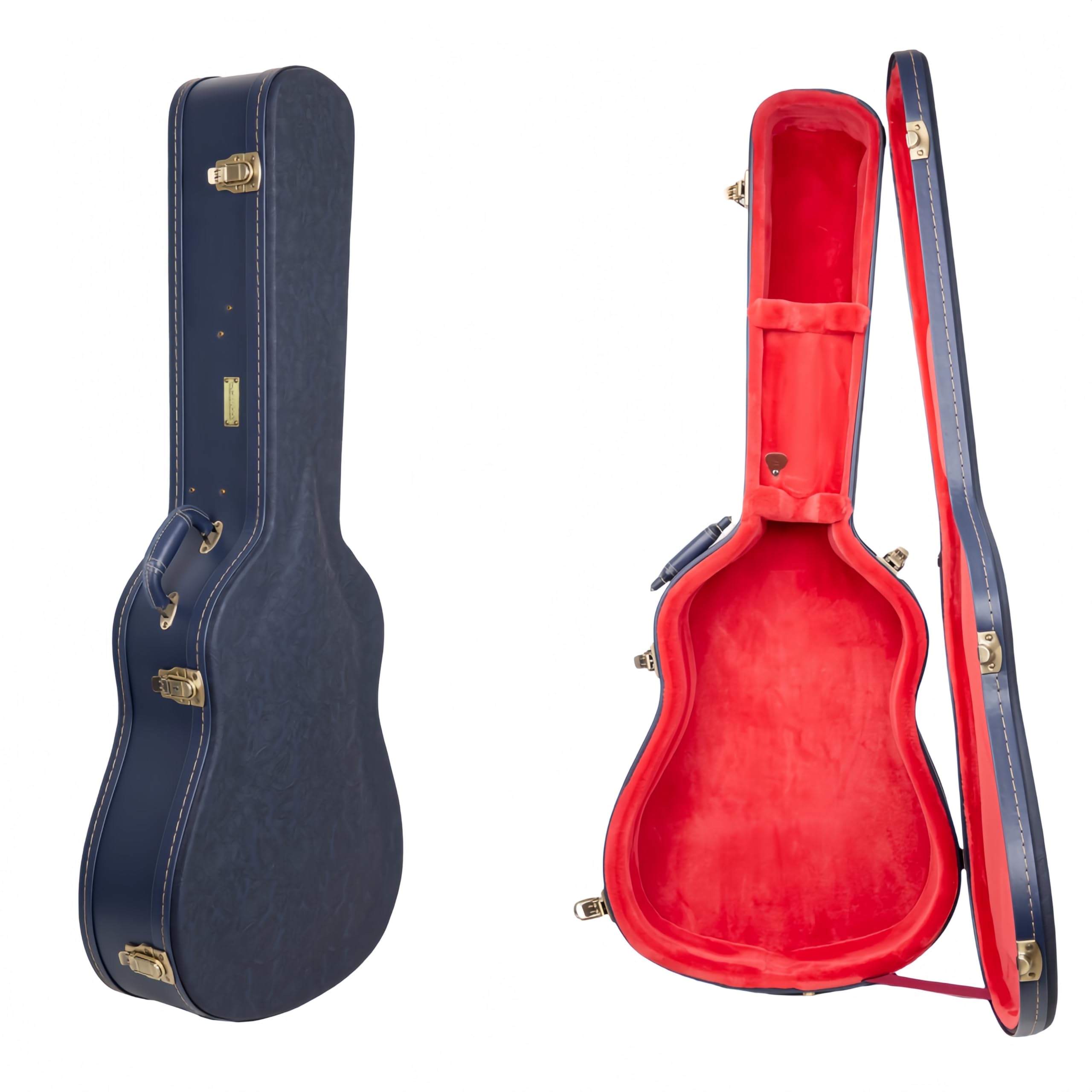 Crossrock Relief Series Dreadnought Guitar Case For Gibson J-45 / Martin D-Style | Carved Ocean Blue Finish, Deep Scarlett Velve