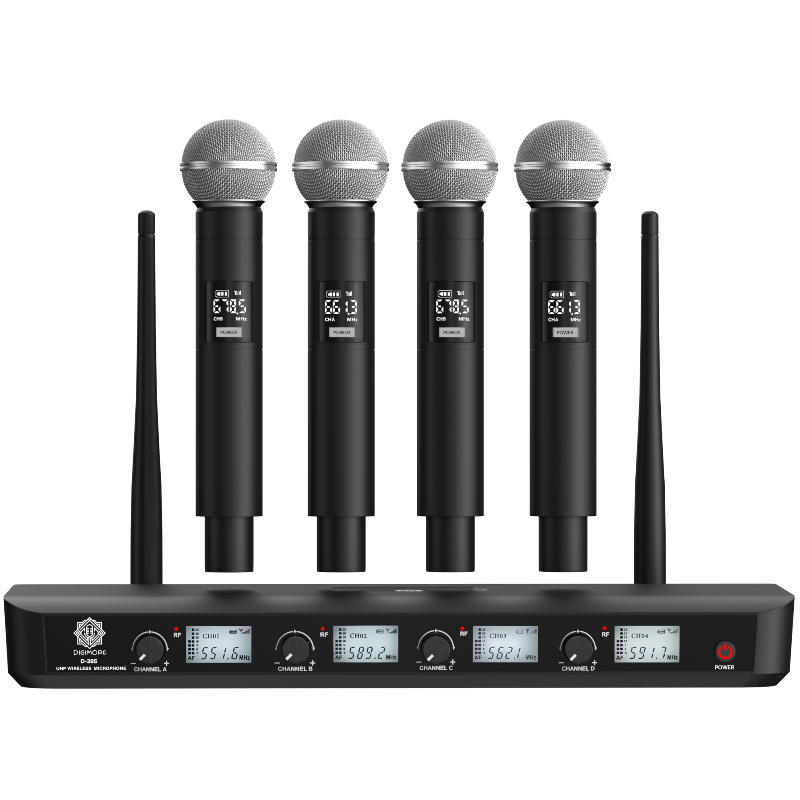 Digimore 4 Uhf Wireless Microphone System |197Ft Range | Cardioid Pickup | 8Hrs Battery Life | Xlr Balanced Outs | Perfect For S