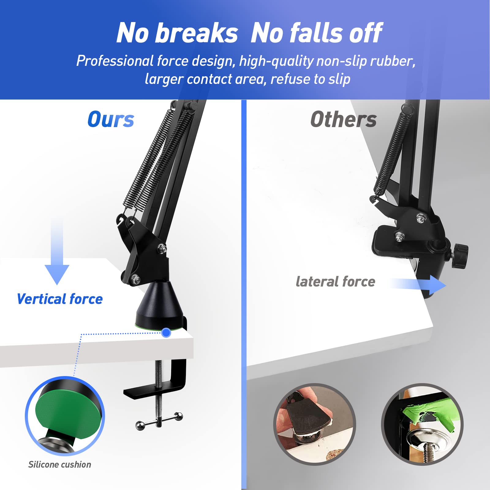 SUNMON HyperX QuadCast Boom Arm with Pop Filter - Wall Mount Boom Arm and C Desk Clamp, Scissor Mic Stand Compatible with Hyper