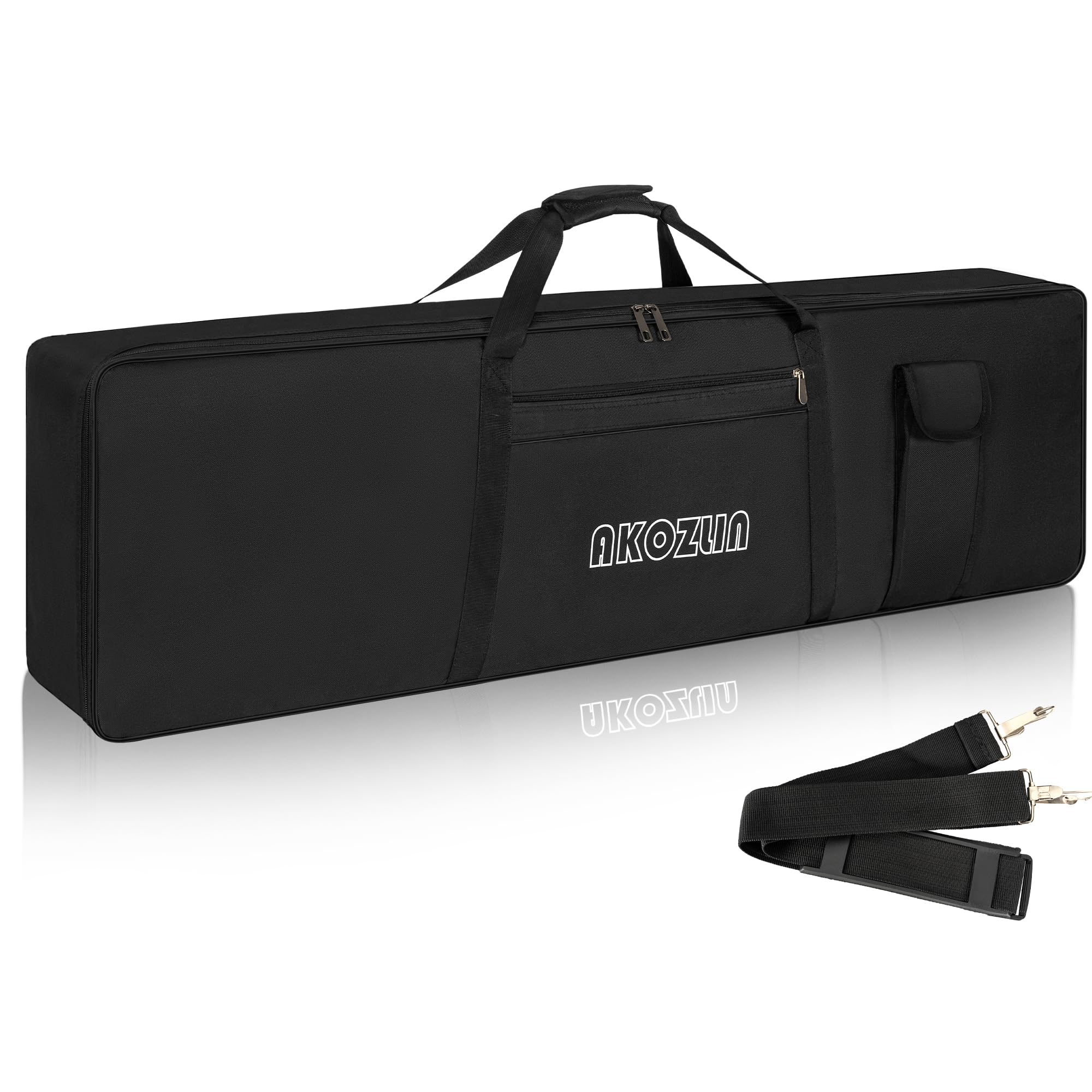 AKOZLIN 88 Keys Portable Padded Keyboard Case,Dimension 54.1X6.69X13.18, Electric Piano Keyboard Gig Bag (Black+Yellow)