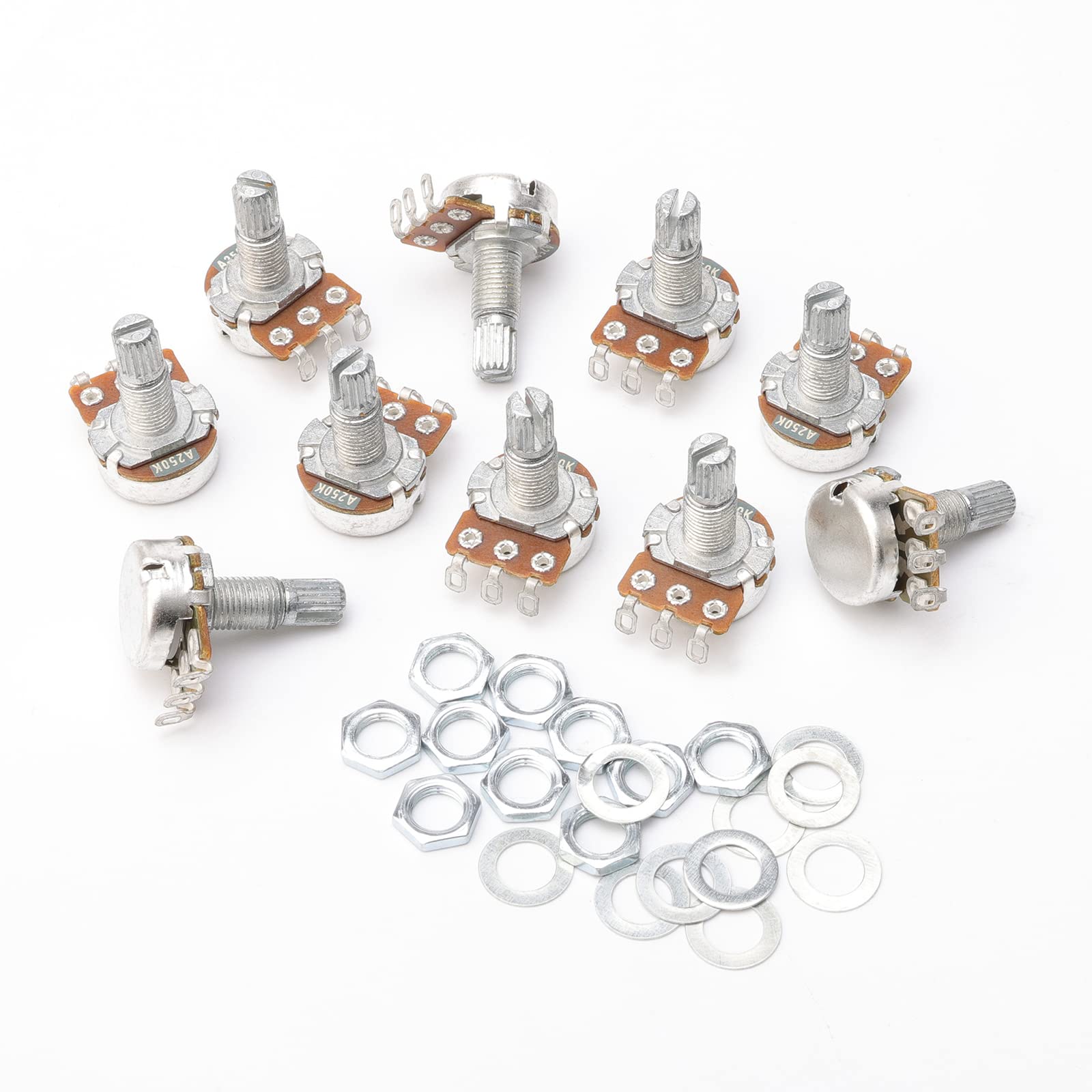 Guitar Potentiometer Audio Pots A250K Ohm Replacement Pack of 10 18mm Shaft Base Dia 16.5mm
