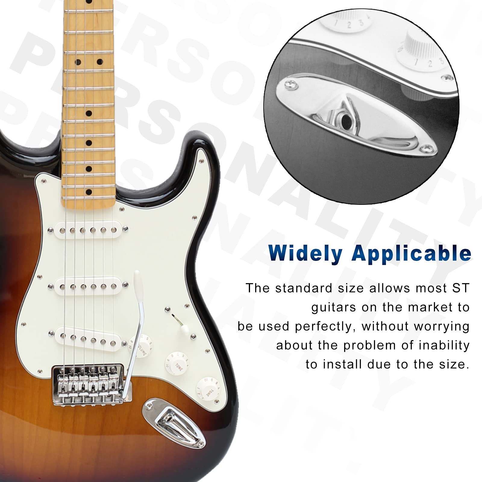 SAPHUE Guitar Input Jack Socket Plate Output Loaded Boat Style 1/4 Inch with Screws for Fender Stratocaster Strat St Mono Electr