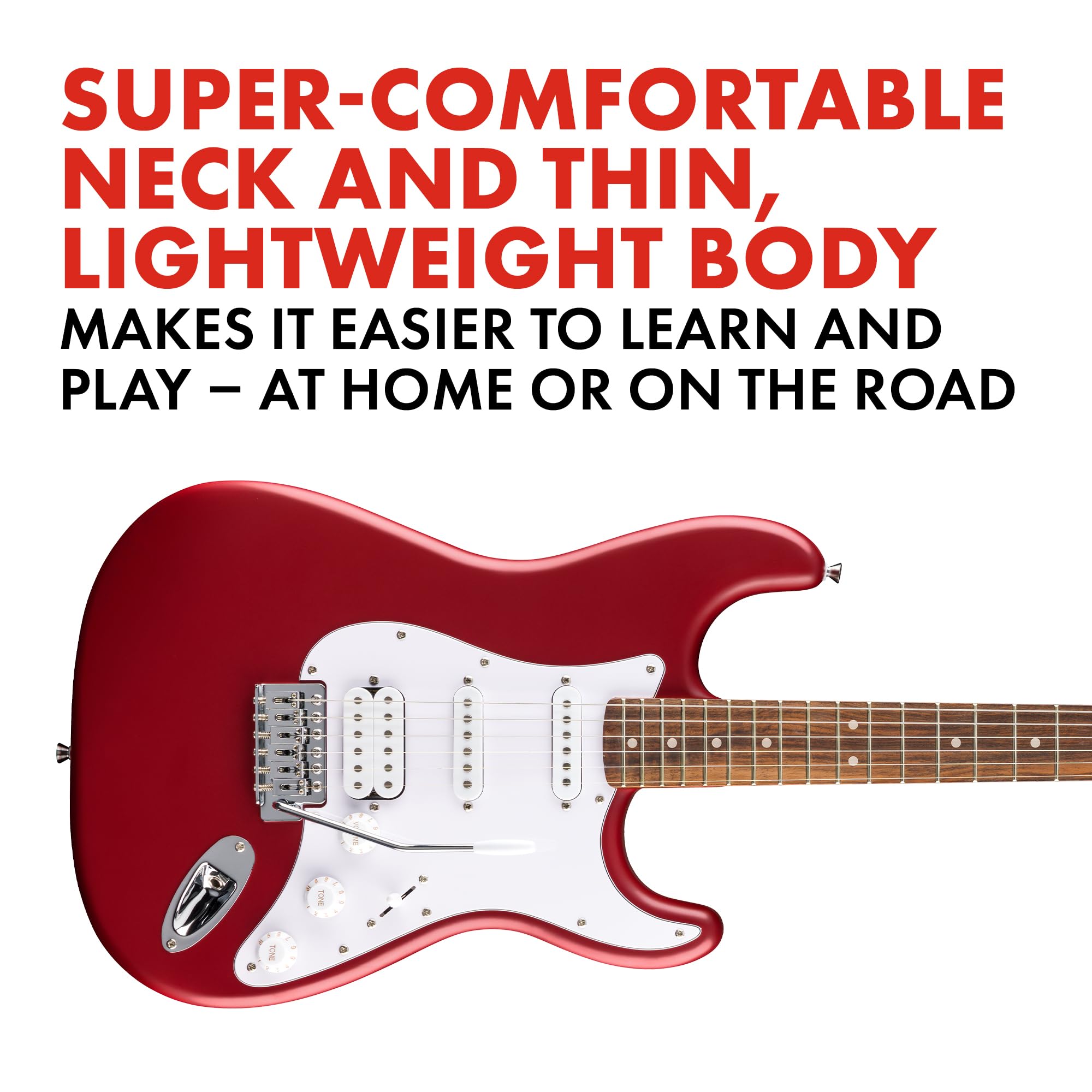 Fender Squier Debut Series Stratocaster HSS Electric Guitar, Beginner Guitar, 2-Year Warranty, Includes Free Lessons, Dakota Red