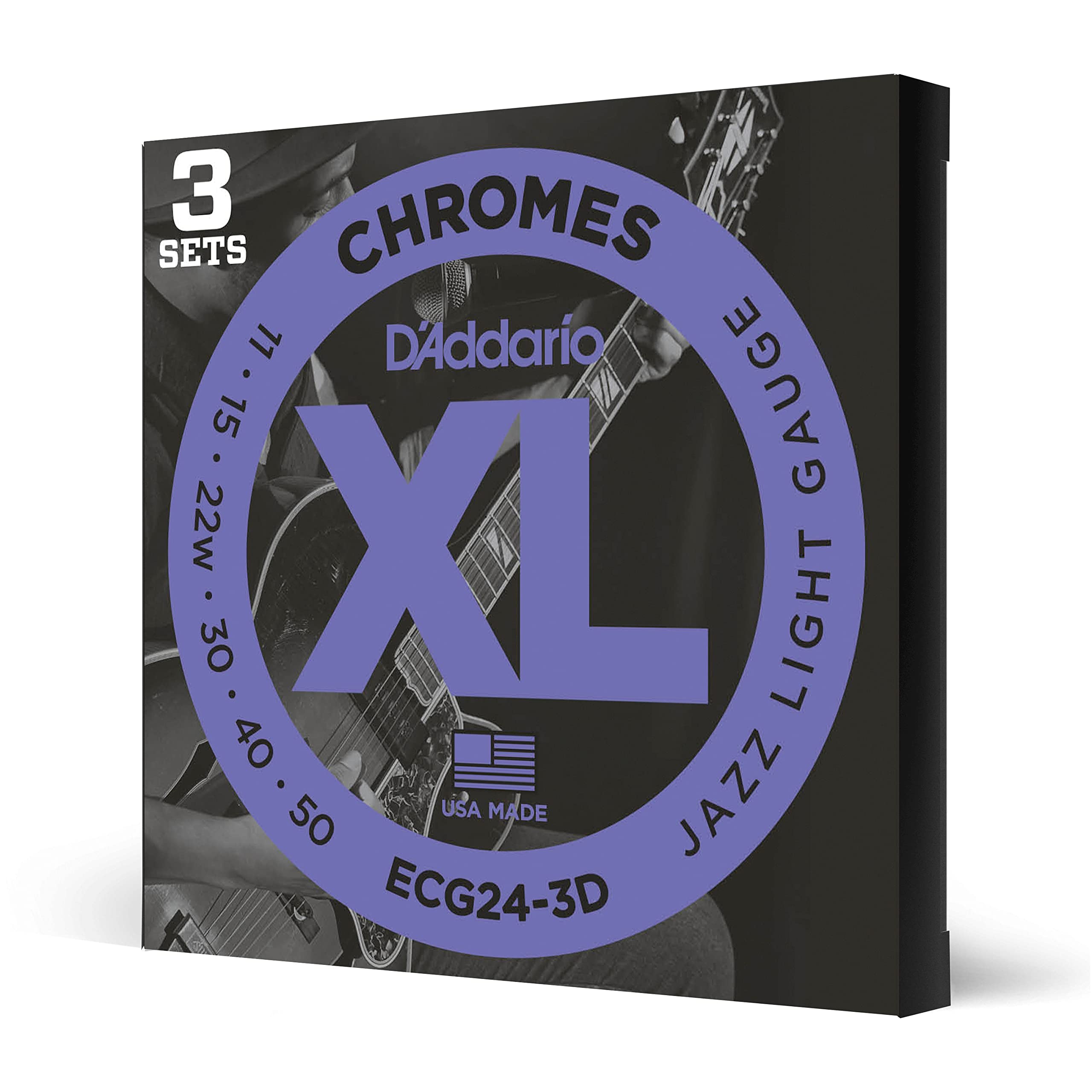 D'Addario Guitar Strings - Xl Chromes Electric Guitar Strings - Flat Wound - Polished For Ultra-Smooth Feel And Warm, Mellow Ton