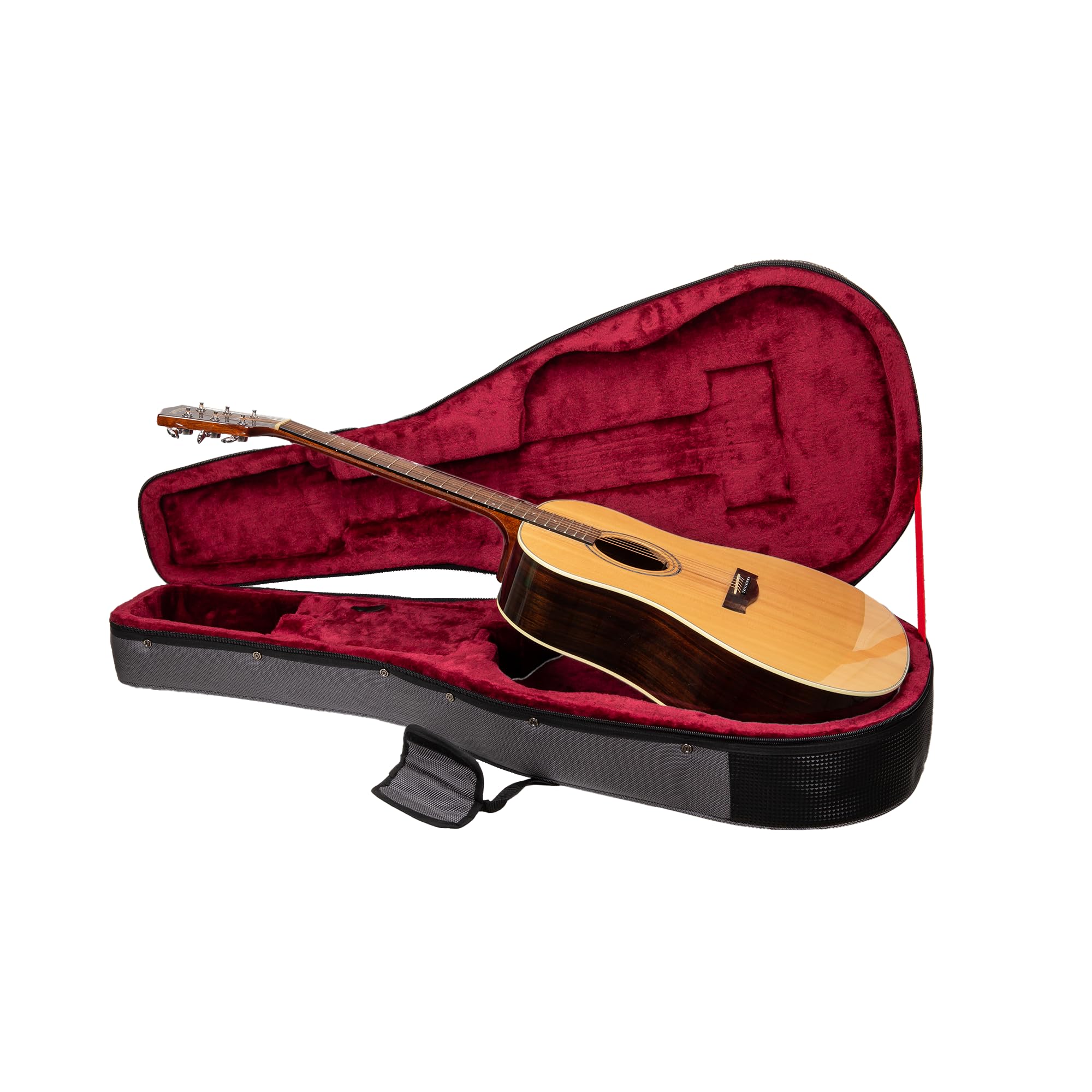 Crossrock Dreadnought Acoustic Guitar Foam Case | Lightweight Gray Gig Bag with Rugged Exterior, Plush Interior & Storage Pocket