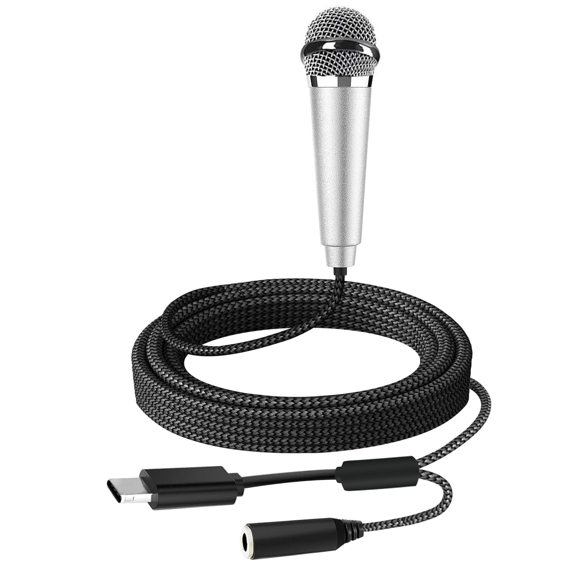 Richupon Usb C Mini Microphone Karaoke, Portable Asmr Microphone For Android Phone/Iphone 15/Laptop/Mac, Wired Mic For Voice Rec