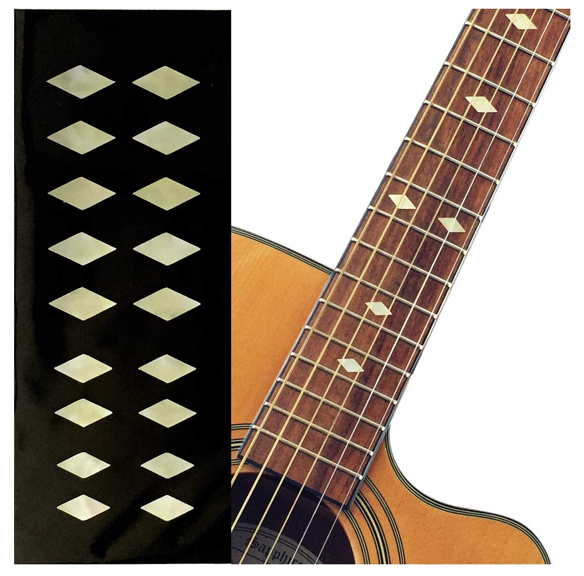Traditional Diamond (Aged White Pearl) Guitar Bass Ukulele Inlay Sticker F-307Dd-Awp