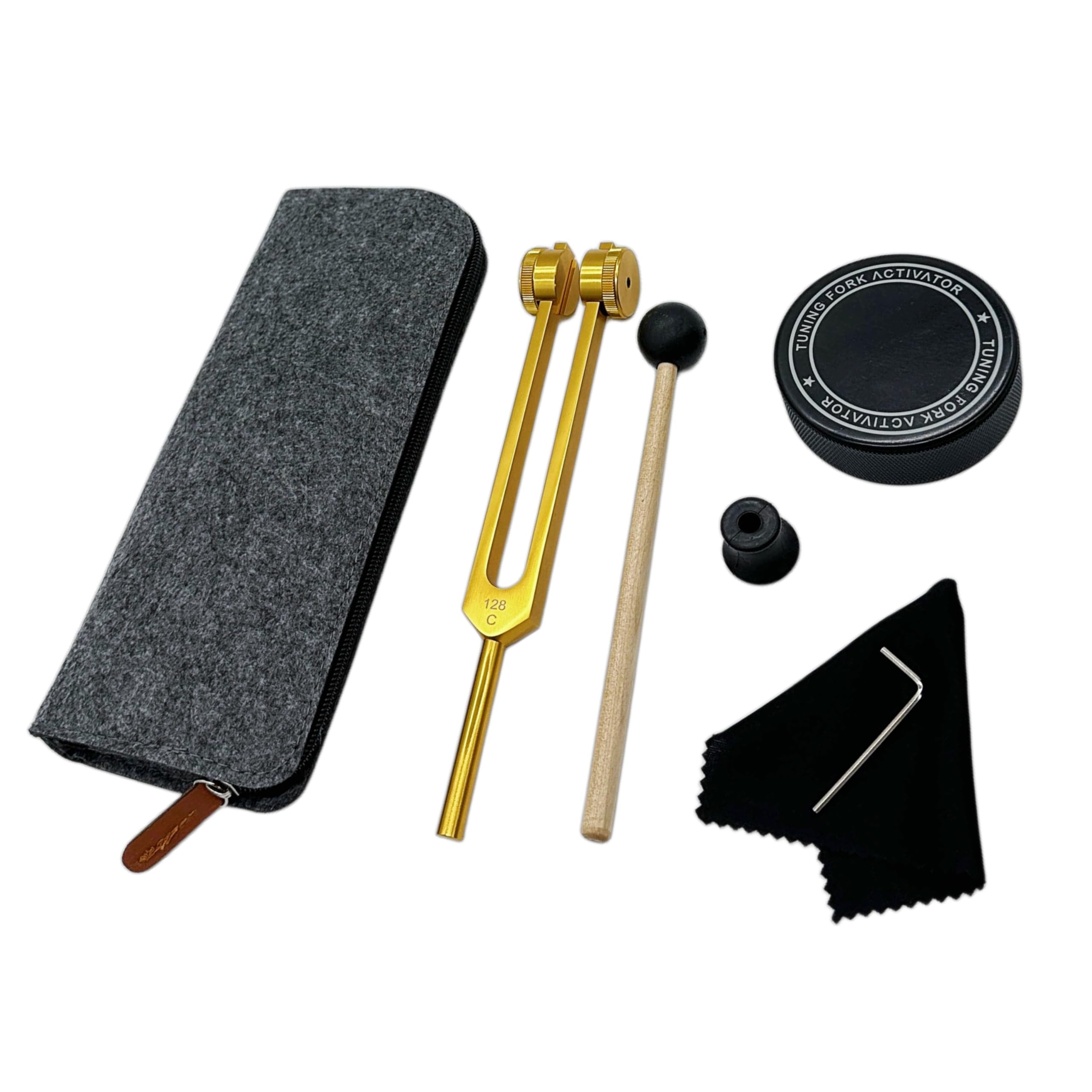 128 Hz Tuning Fork Healing Instrument with Activator, Aluminum Alloy Resonance Weighted 128Hz Tuning Fork for Healing Sound Medi