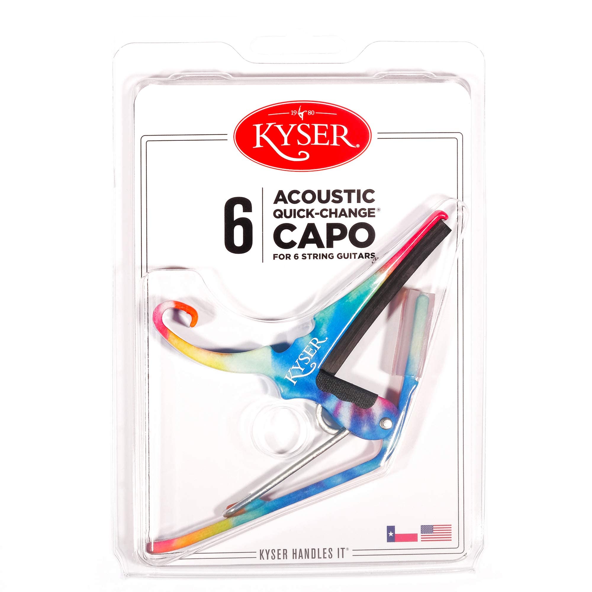 Kyser Quick-Change Guitar Capo for 6-string acoustic guitars, Tie-Dye, KG6TDA