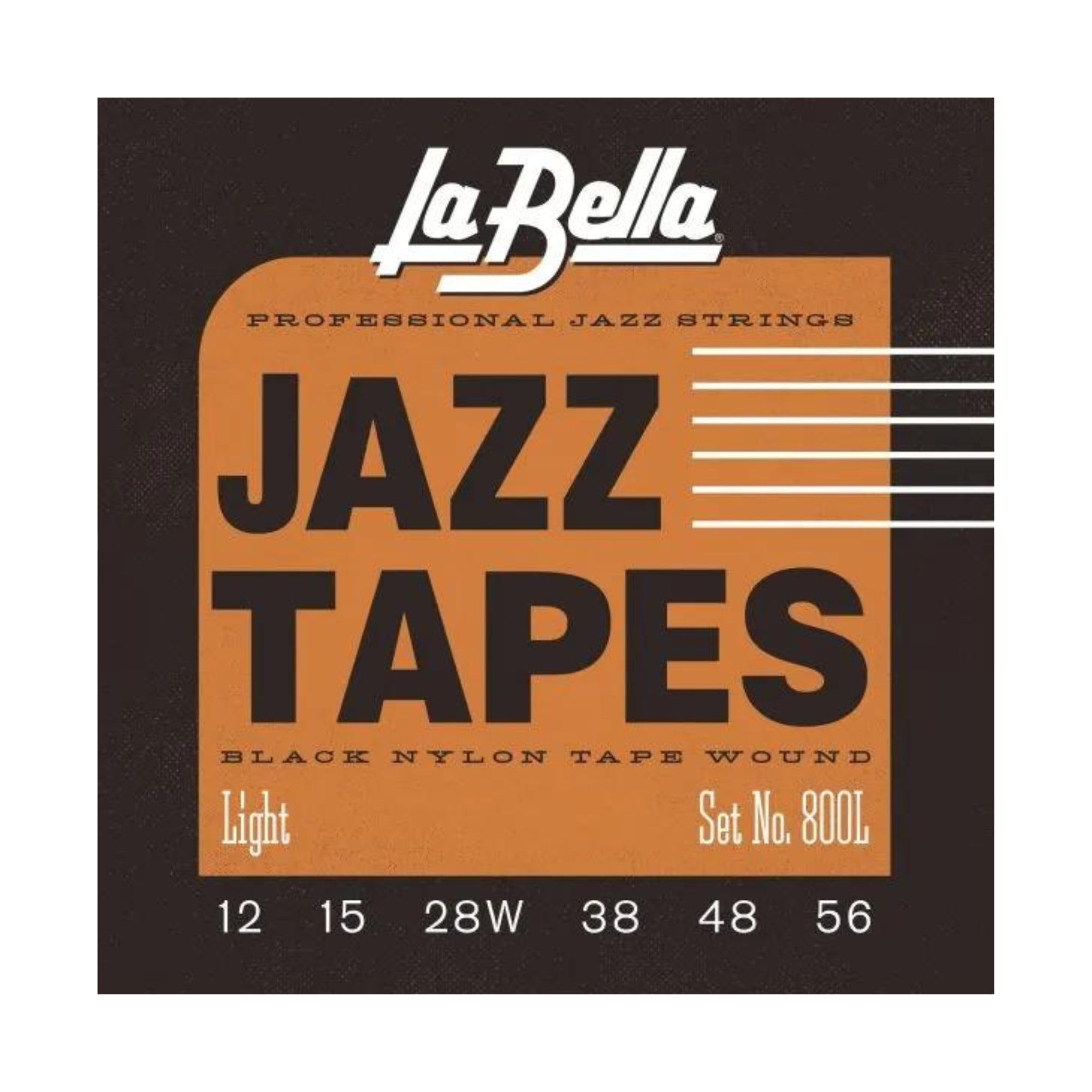 La Bella 800L Jazz Tapes - Black Nylon Tape Wound Light Electric Guitar String12-56