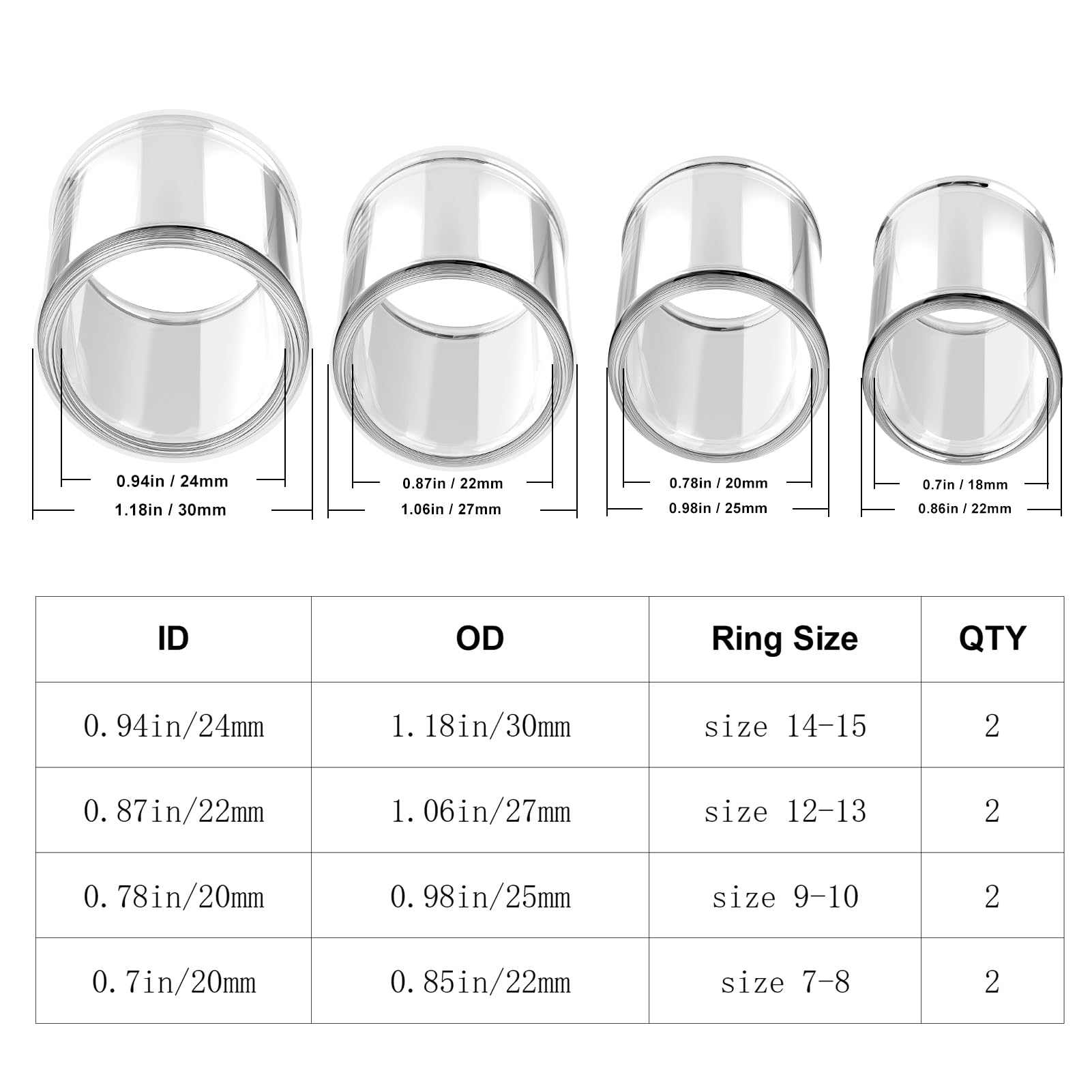 LIFEHIM 8pcs Short Glass Guitar Slide for Electric and Acoustic Resonator Guitars, Multisize Slide Guitar Long 28mm Guitar Finge