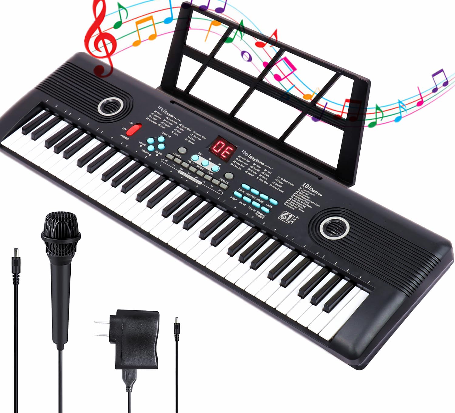 Keyboard Piano 61 Key Music Electric Piano For Kids Beginner W/Dual Speaker Microphone Portable Digital Piano Birthday Christmas