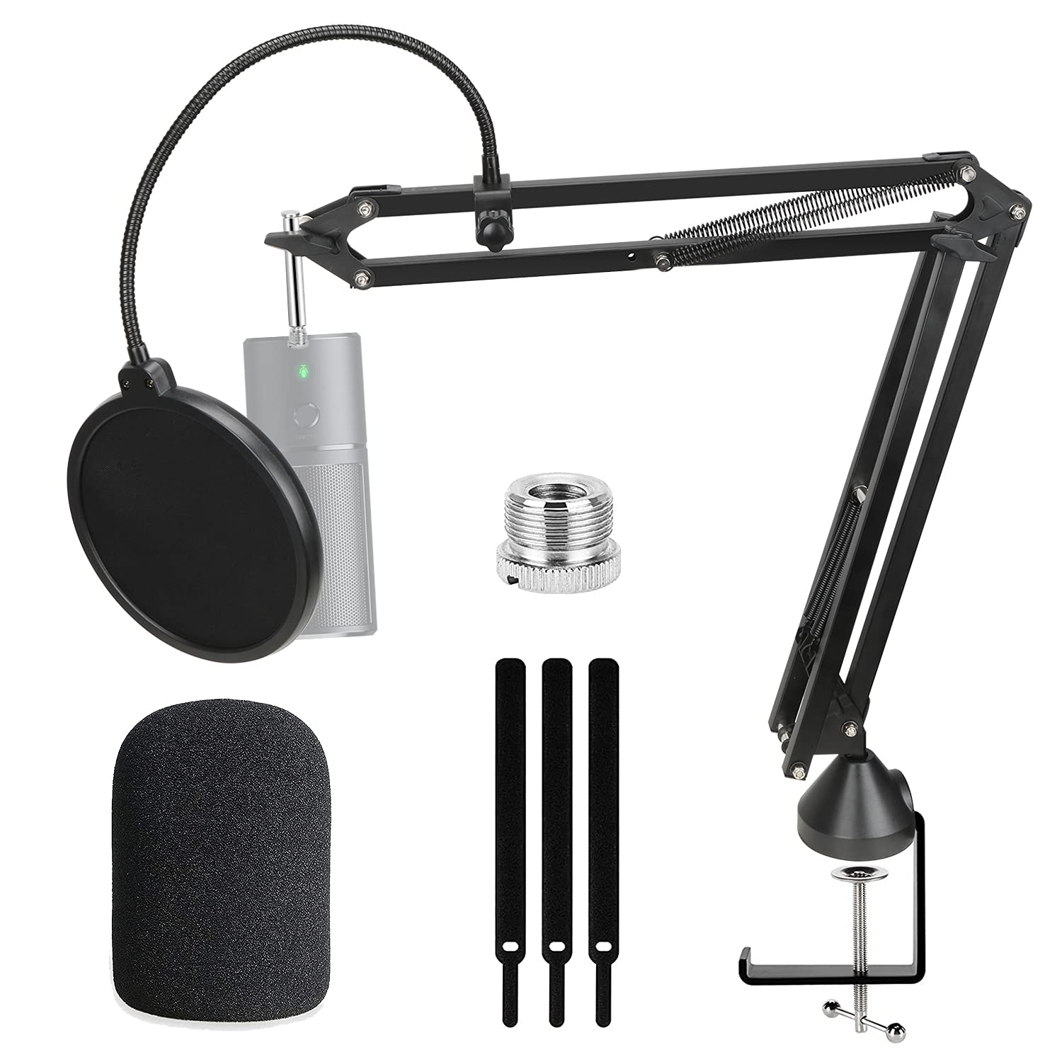 For Razer Seiren X Boom Arm With Pop Filter, Reduce Wind Noises Mic Cover And Cable Ties - Professional Mic Stand, 3/8 '' To 5/8