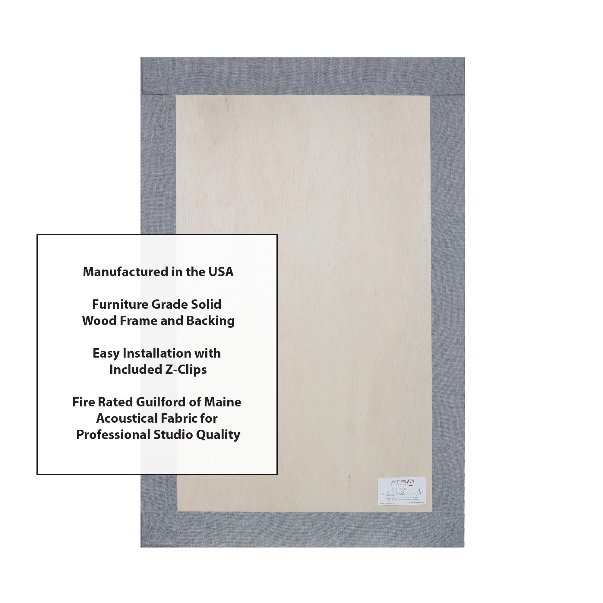 ATS Acoustics Sound Absorbing Acoustic Panel Fire Rated Professional Studio Quality 24'' x 36'' x 2'' (Blue Smoke)