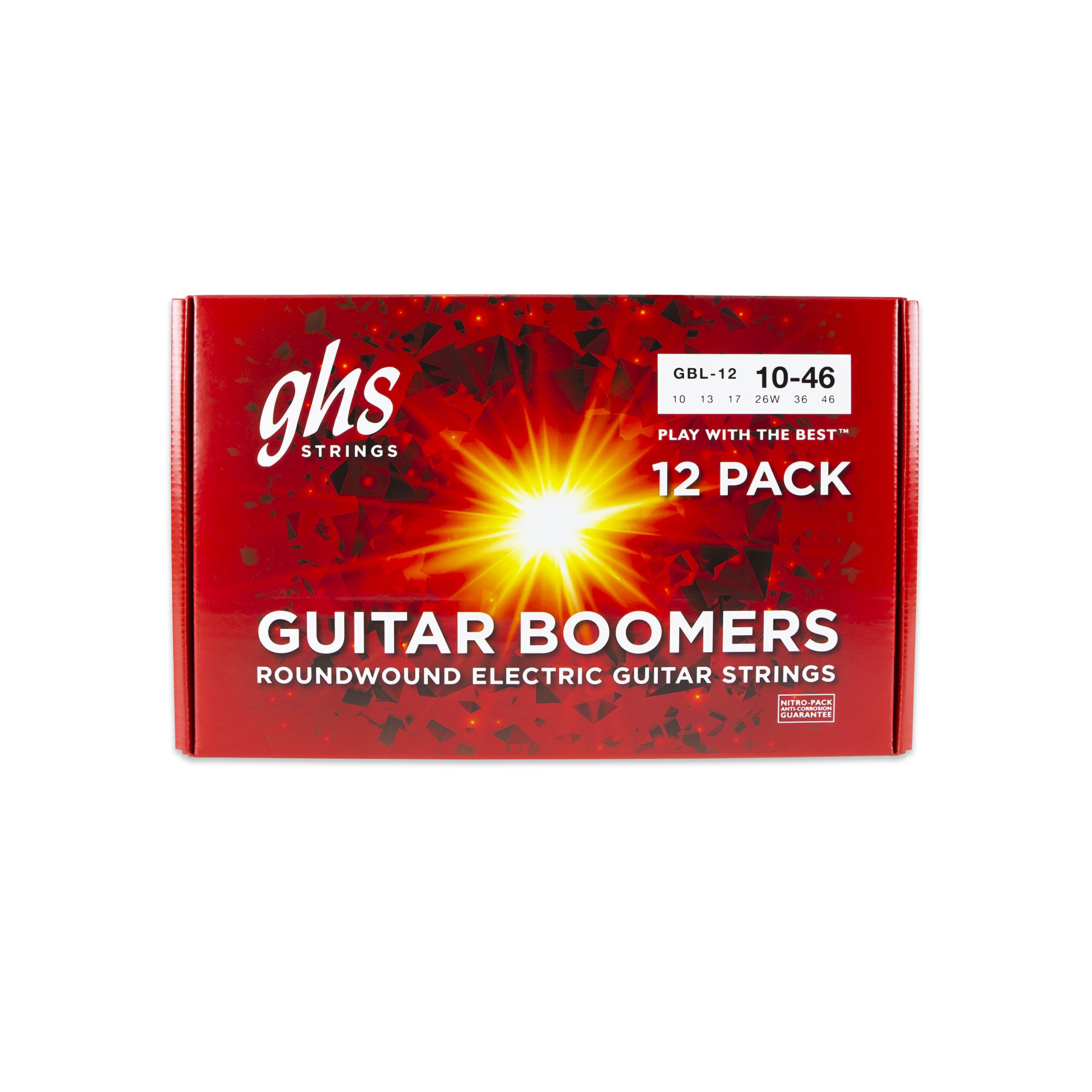 Ghs Strings - Gbl-12 Pack Nickel Plated Electric Guitar String, Light, 10-46, Pack Of 12