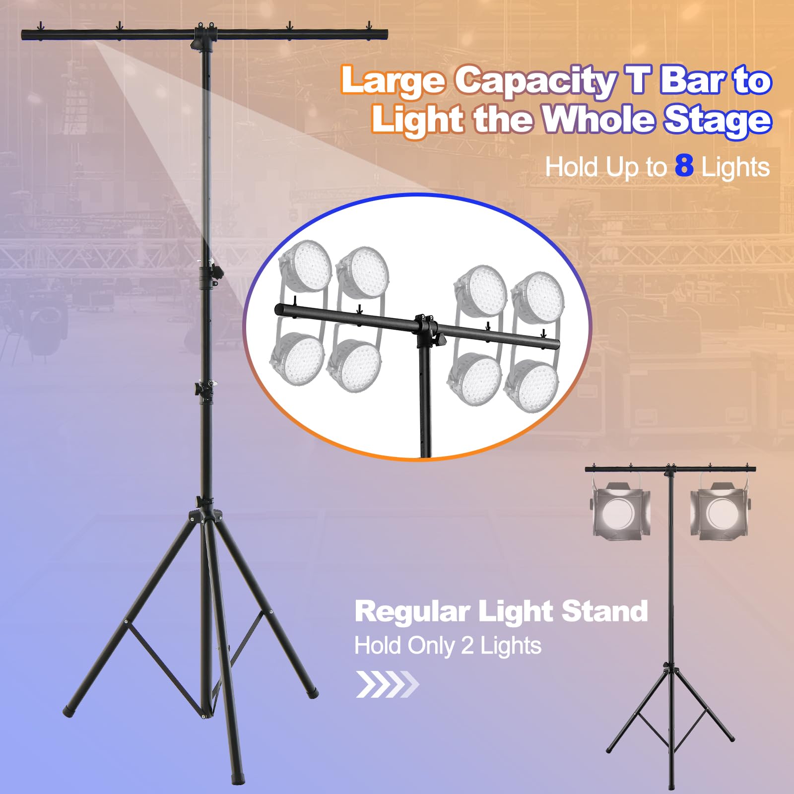 S AFSTAR DJ Light Stand, 14 FT Heavy Duty Metal Lighting Truss System W/Adjustable T Bars, 32 Mounting Points & Triangle Foot, P