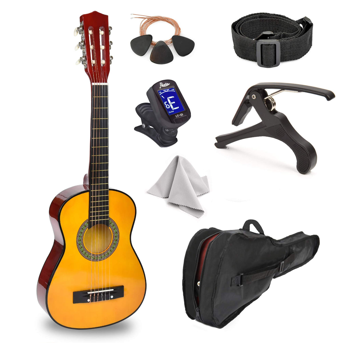30'' Wood Guitar With Case And Accessories For Kids/Girls/Boys/Beginners (Wood)