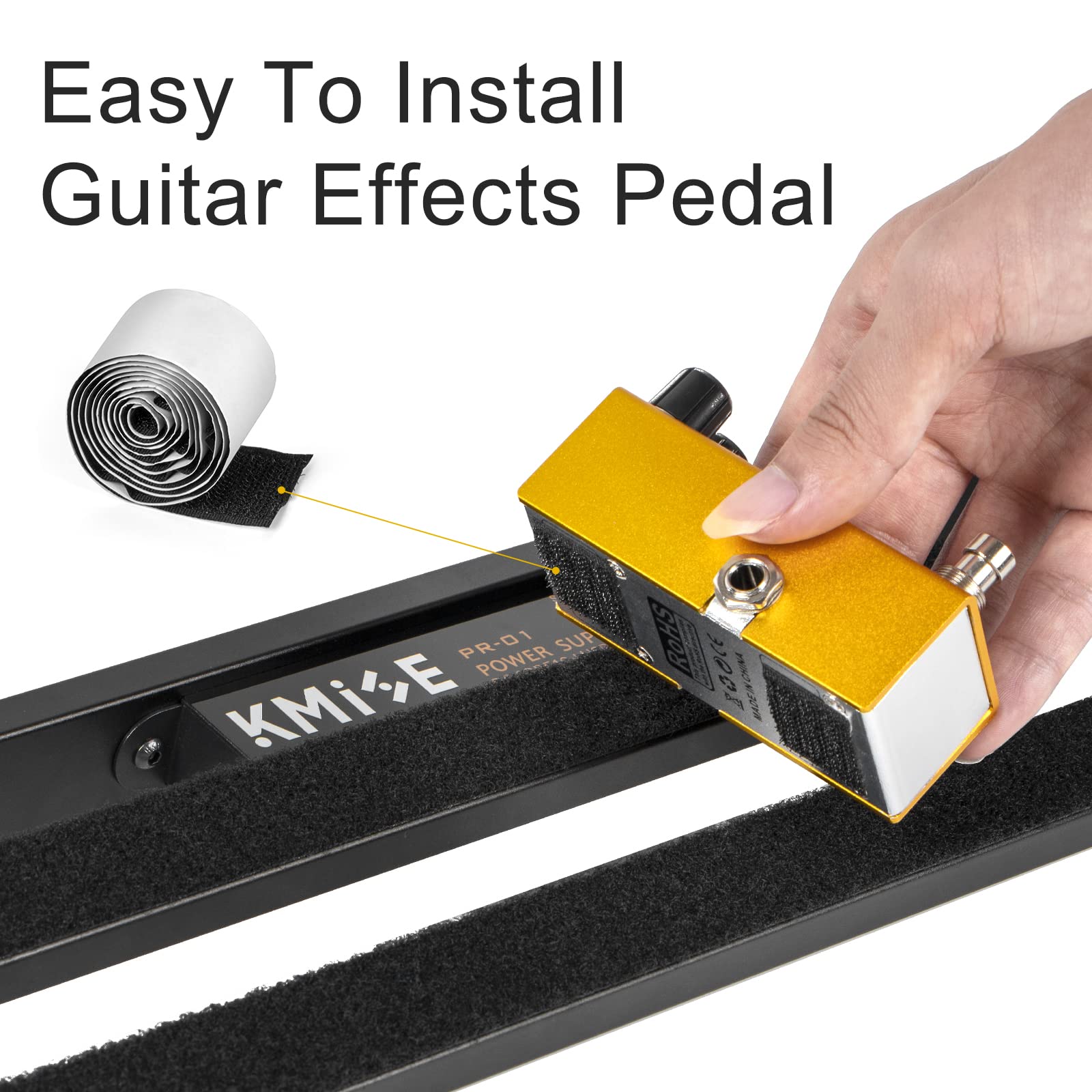 Guitar Pedalboard with Built-in Power Supply Pedal Board Aluminium Alloy 1.8lb Lightweight Pedal Board 19x5 Inch Black Pedal Boa