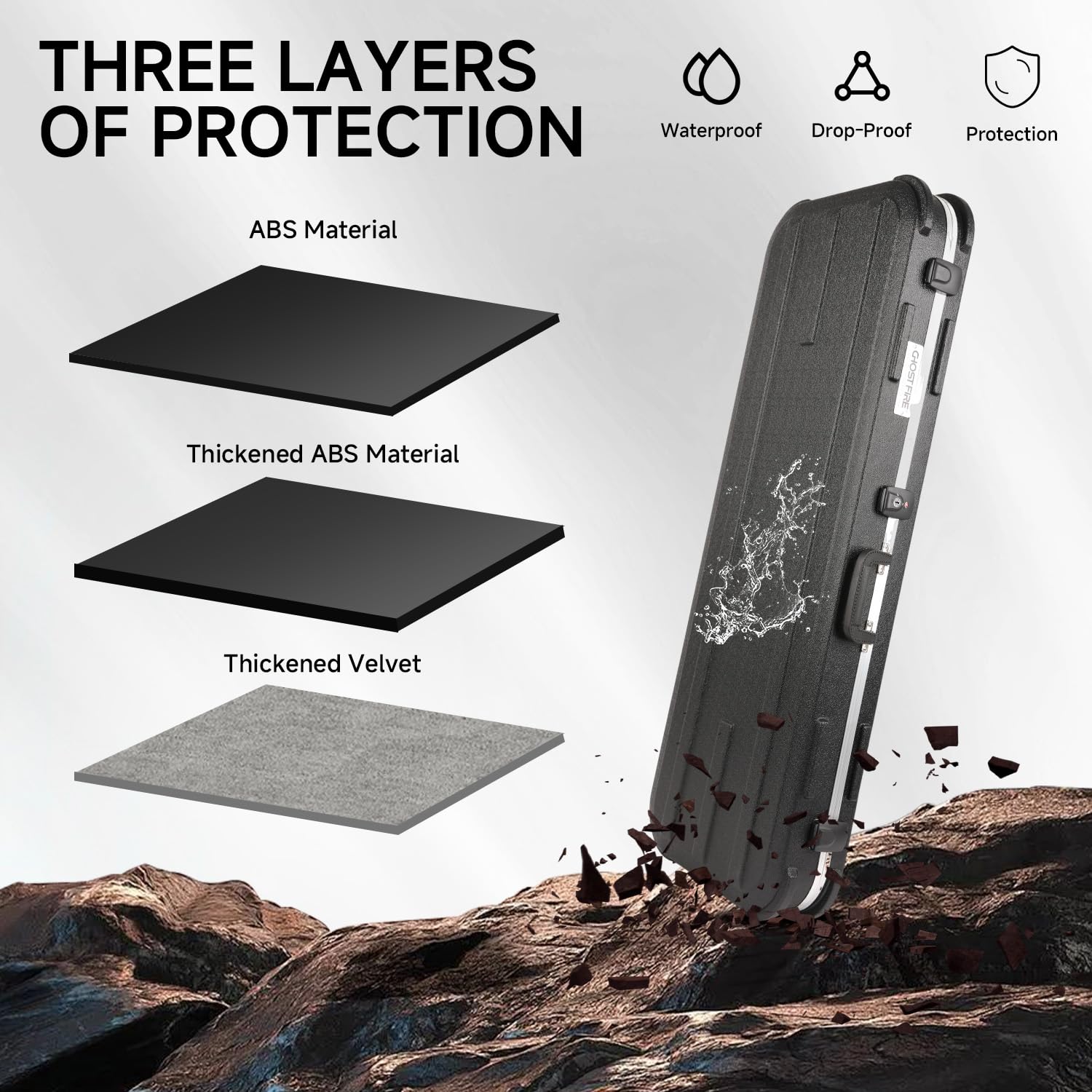 GHOSTFIRE Electric Guitar Hard Case Portable Guitar Hard-shell Case With Lock for Stratocaster/Telecaster (GC-LEG)