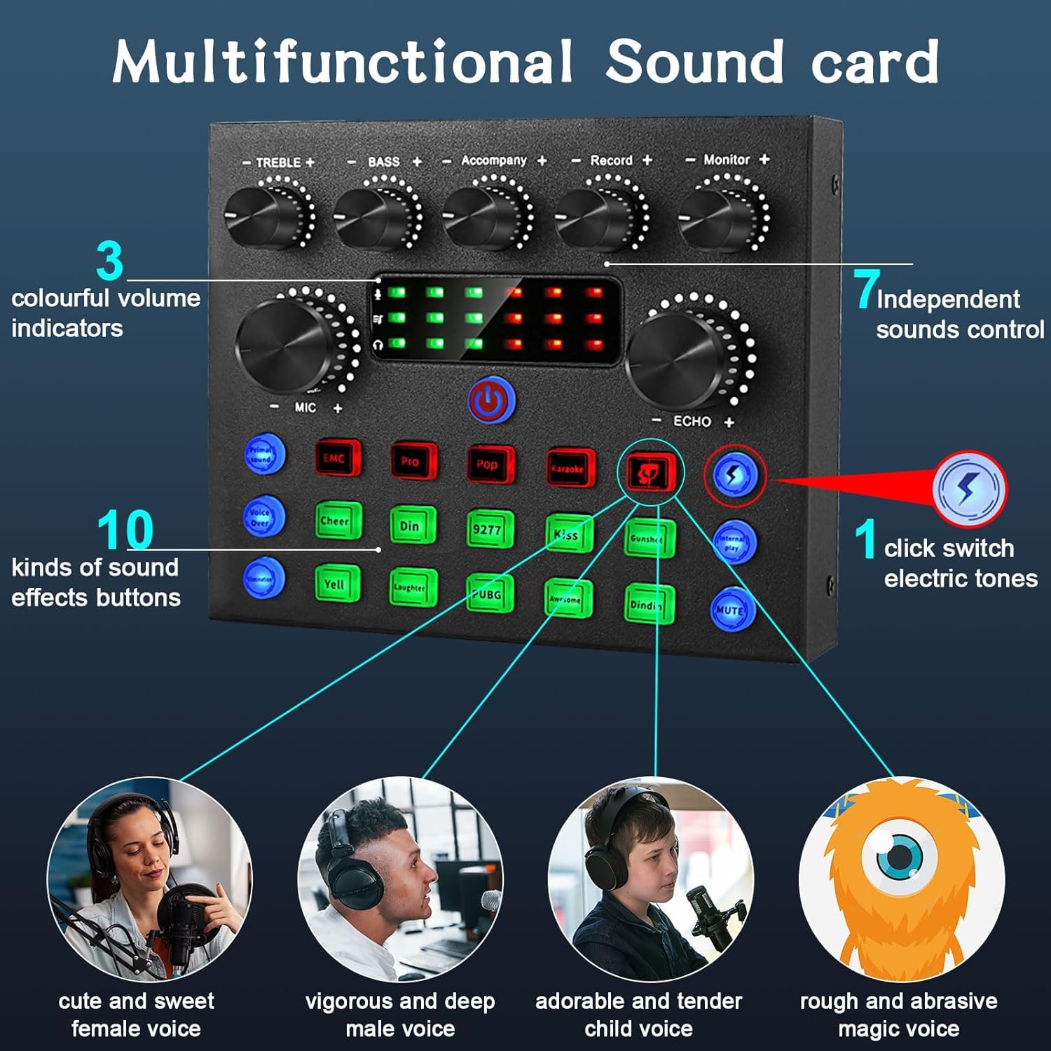 ALPOWL Podcast Equipment Bundle for 2, Audio Interface with Cardioid Designer BM800 Mic for Gamer and All-in-One DJ Mixer, Perfe