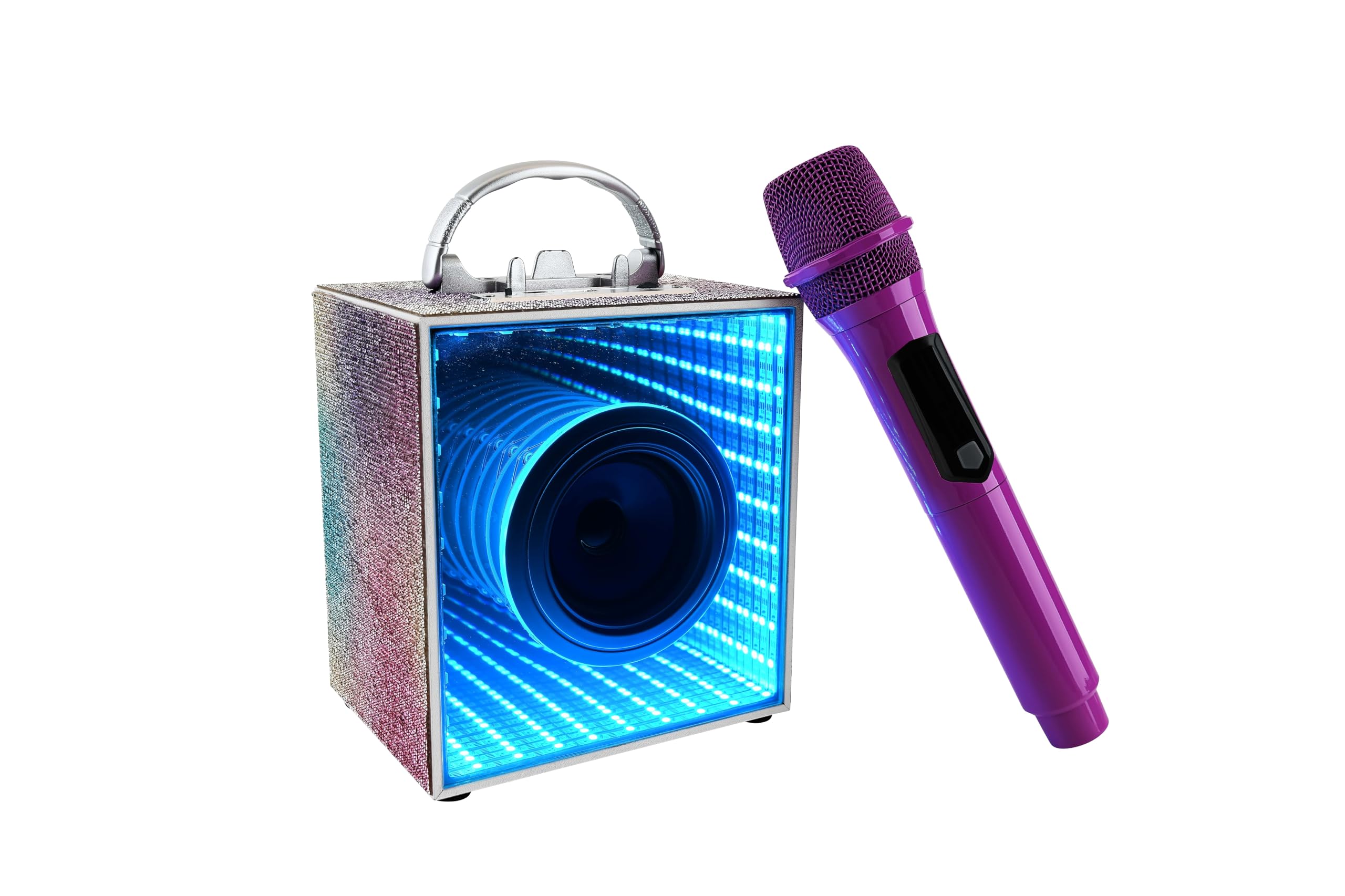 Pop Star Infinity: Portable Karaoke Speaker & Mic, Powerful Bluetooth Karaoke Speaker with Wireless Microphone & LED Lights