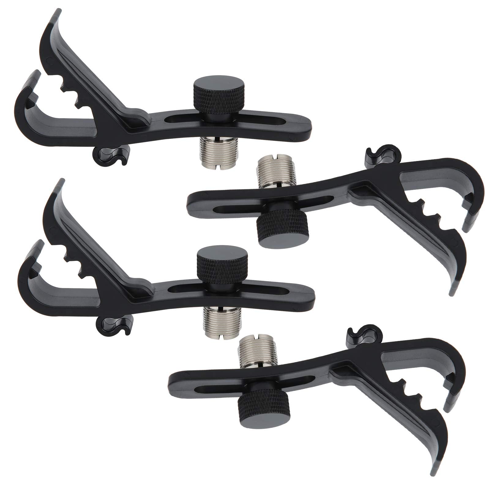Lwuey Drum Microphone Clip, 4PCS Shockproof Securing Mic Clips Drums Micro Phone Clamp Mount Holder Adjustable Compact Universal